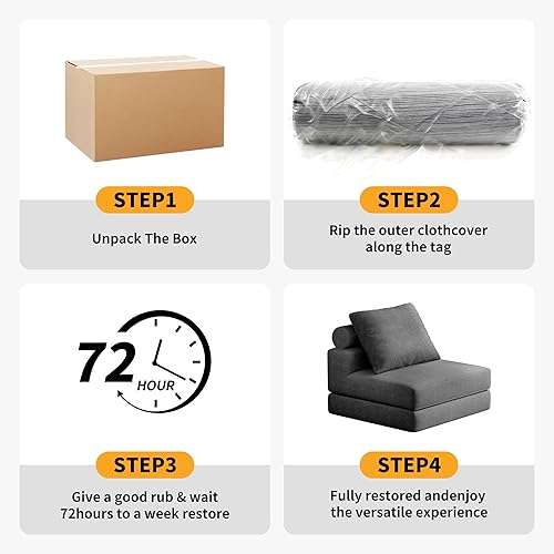 Vista 8 de Folding Sofa Bed – Convertible Sleeper Chair Bed with Pillows/Single Floor Couch/Small Futon Couch Filled with High-Density Foam for Lounge, Guest