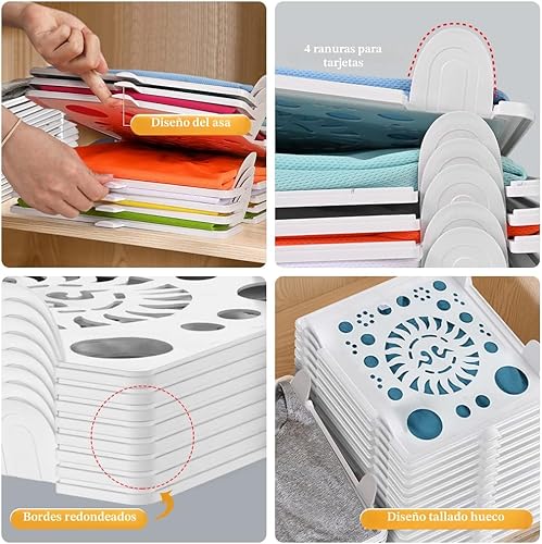Vista 4 de Accenter Organizador de Camisetas para Almacenamiento de Ropa, Organizador de Armario Apilable con Fácil Acceso, Tabla para Doblar Camisas