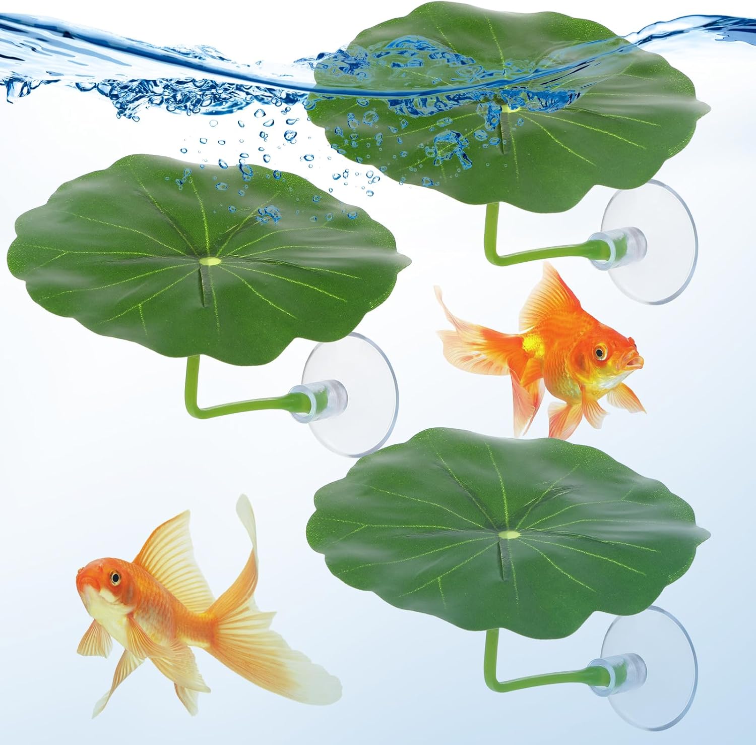 3 Pcs Betta Fish Leaf Hammock, Betta Fish Practical Resting Spot Bettas Suction Cup Tank Decor Green Hammock Plant Leaf Pad Fishes Breeding Resting Bed for Fishes Aquarium Decoration Ornaments