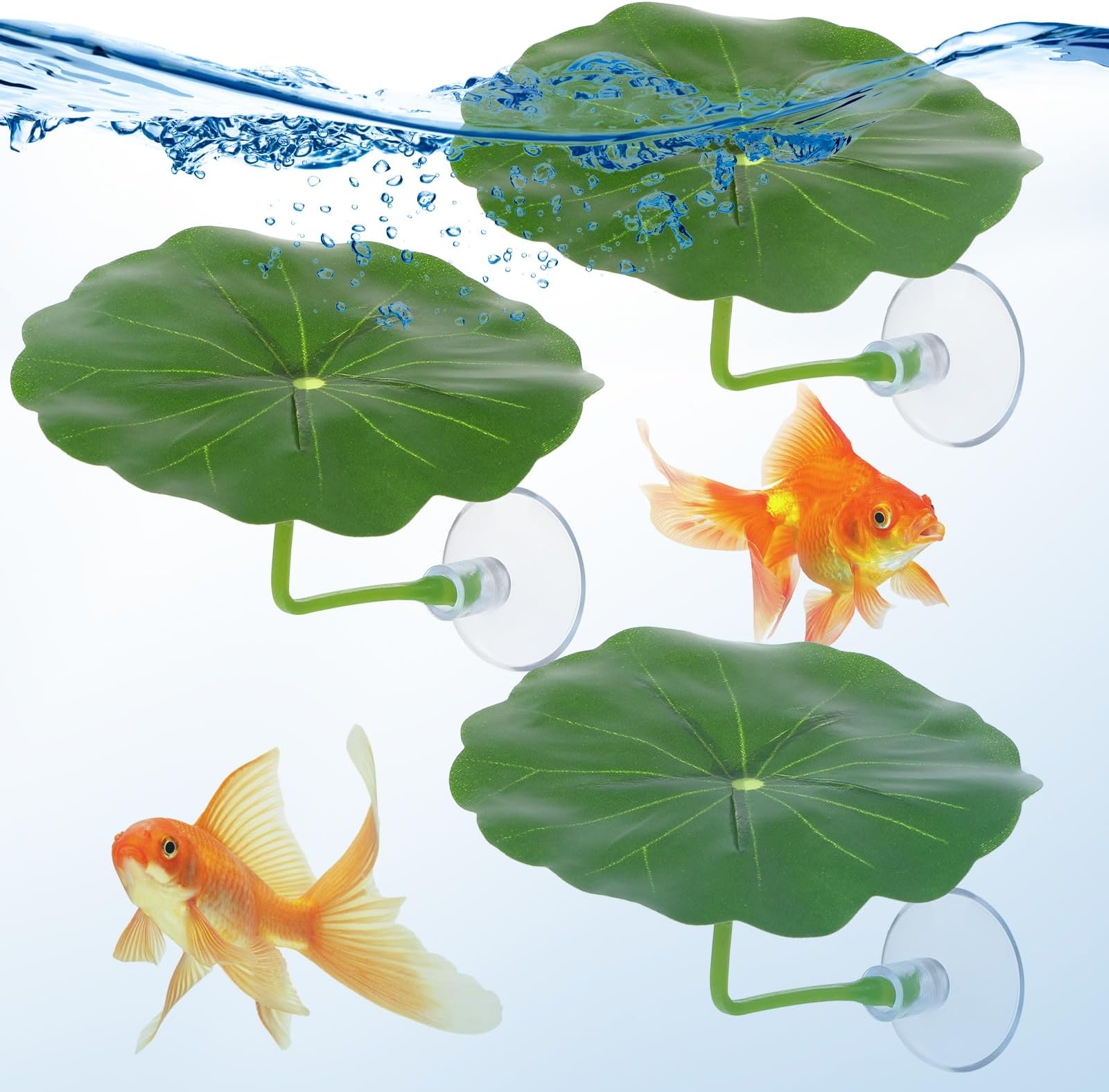 3 Pcs Betta Fish Leaf Hammock, Betta Fish Practical Resting Spot Bettas Suction Cup Tank Decor Green Hammock Plant Leaf Pad Fishes Breeding Resting Bed for Fishes Aquarium Decoration Ornaments