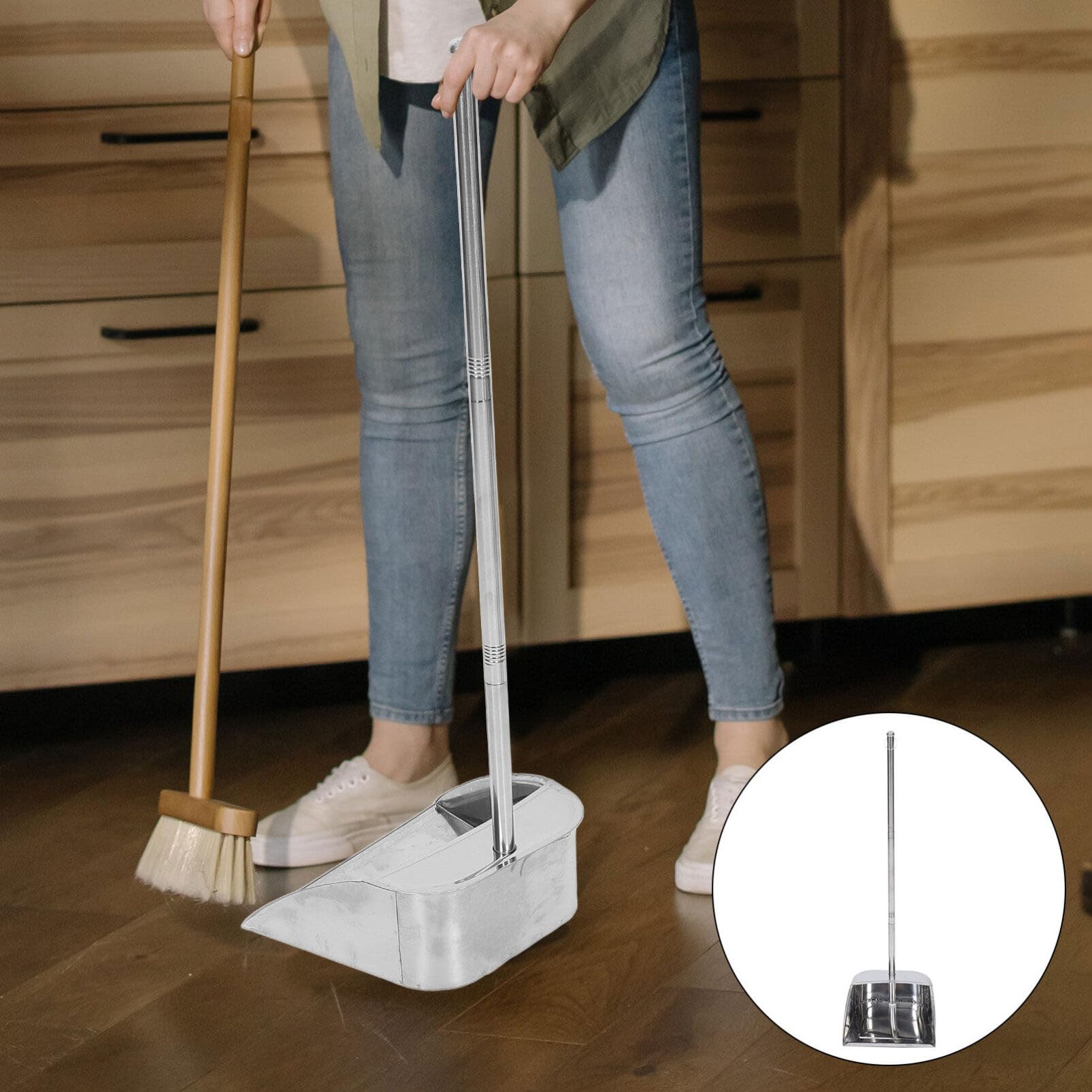 Alipis Recogedor de Basura de Acero Inoxidable sin Agacharse para Hogar | Color Plata, Ajuste al Suelo, Diseño de Limpieza Ahorro de Esfuerzo, Uso Doméstico