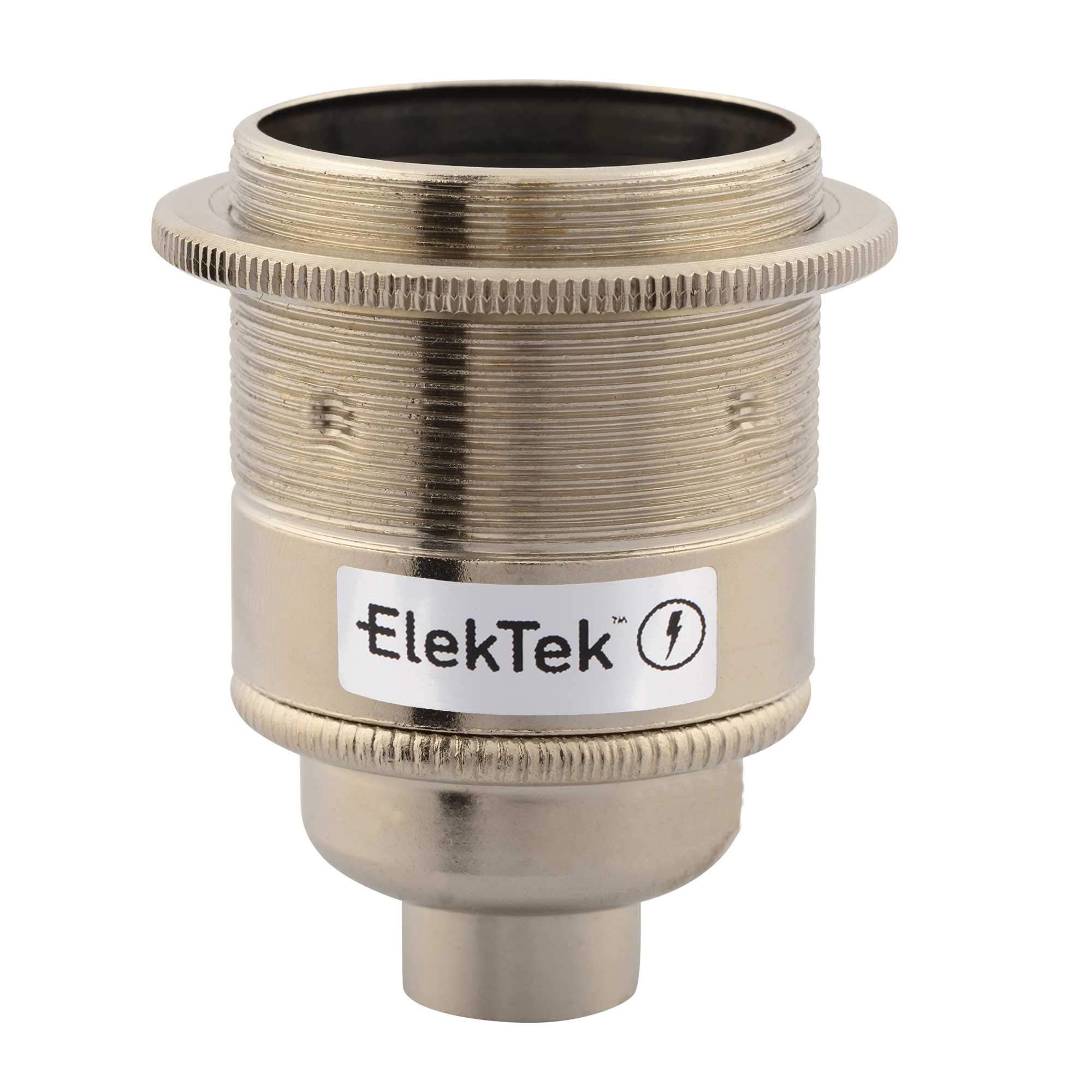 ElekTek ES E27 Lamp Bulb Holder With Shade Ring 1/2 Inch Entry Nickel Ideal for Vintage Filament Bulbs — image 1