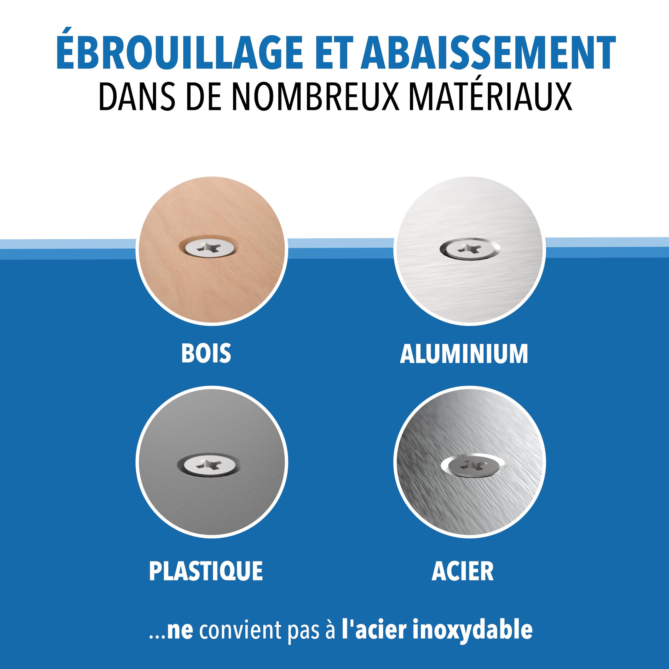 Lot de 4 fraises coniques [6,3, 8,3, 10,5, 16,5 mm] HSS pour métal et bois – Fraise à métal, fraise à bois – Extra tranchant grâce au ponçage industriel – S'adapte aux mandrins courants – Avec boîte