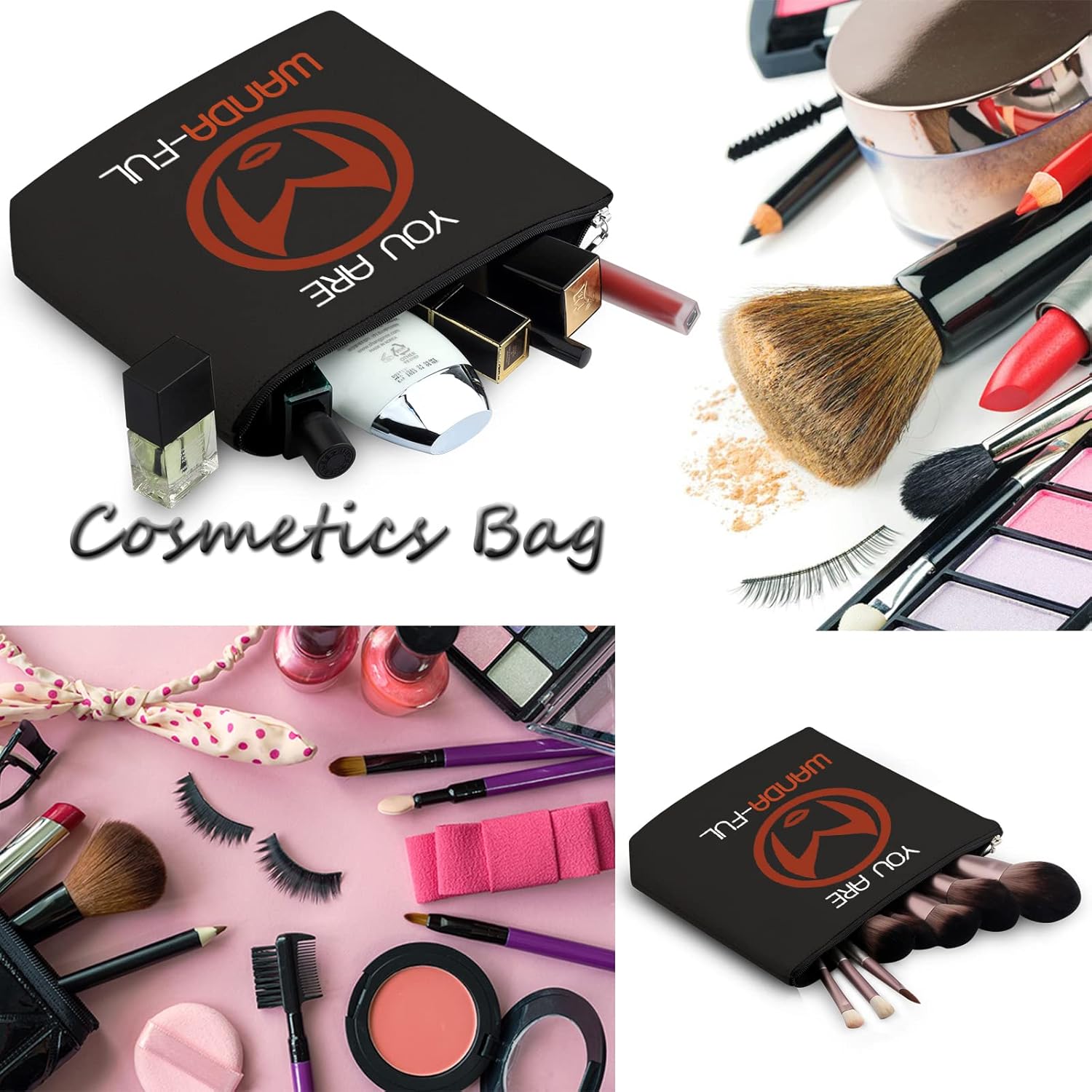 WCGXKO Hexe Make-up-Tasche – Scharlachrote Hexe Motivtasche Mit Reißverschluss Für Kosmetik & Accessoires