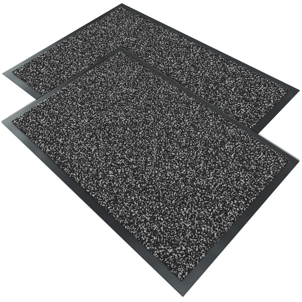 VOUNOT Juego de 2 Felpudos Entrada Casa, Alfombra Exterior para Puerta, Impermeable Antideslizante Lavable, Alfombra para Interior y Exterior, 40x60cm, Antracita Oscuro