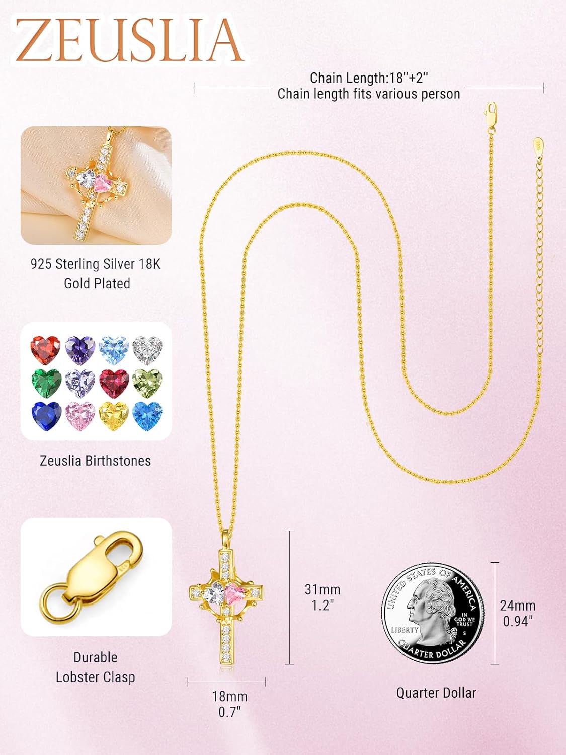 Valentine's Day Gifts for Wife 925 Sterling Silver Double Birthstone Pendant Necklaces I Love You for Always and Forever Necklace Anniversary Birthday Gifts for Wife Girlfriend Mom Her - Image 4