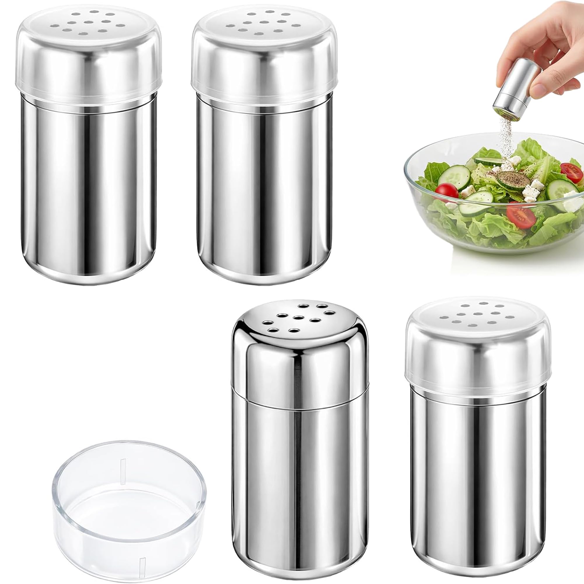 LEOUEANR 4Pcs Salt Shaker Mini with Lid, Portable Leak-Proof