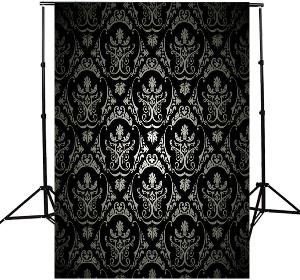 1.5x2.1m写真レトロダマスククロススタジオ小道具背景ビニールブラック （ブラケットを除く）