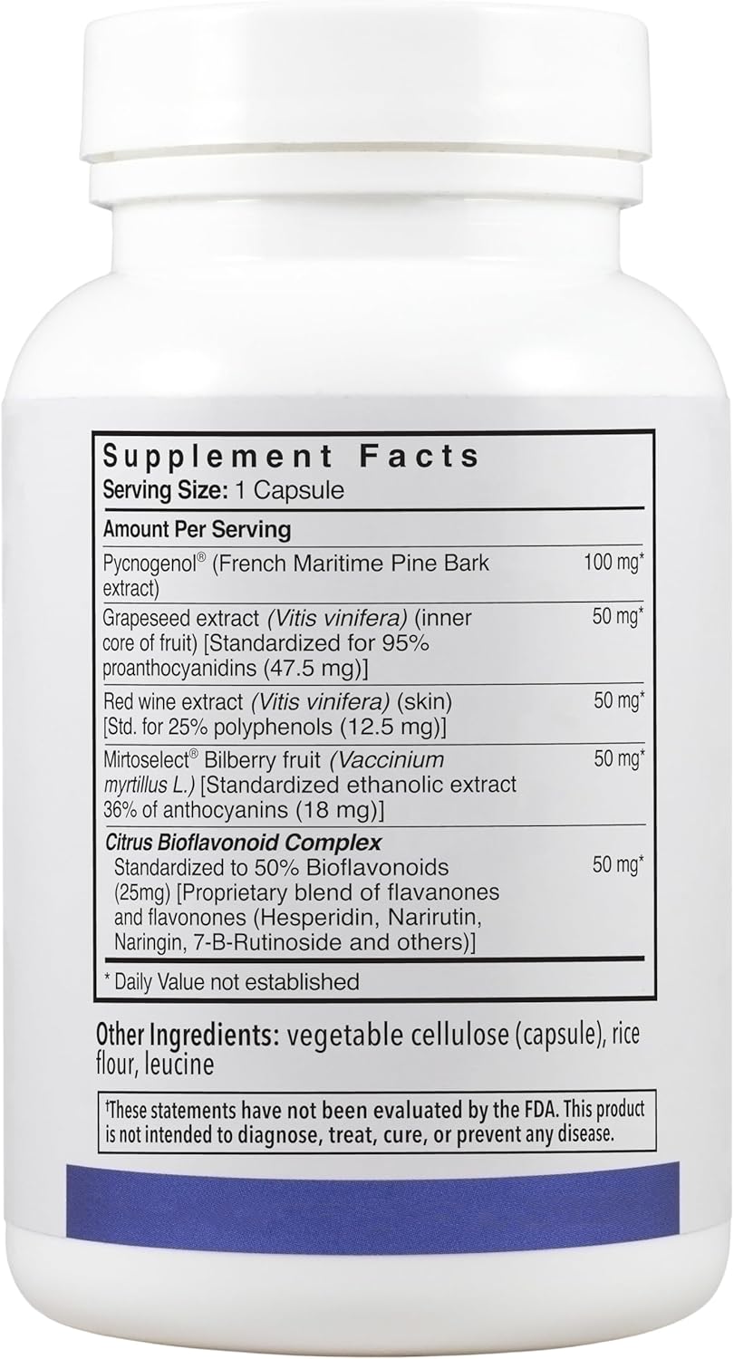 Patient One Pycnogenol OPC Complex 300mg | Supplement to Support Vascular Health and Healthy Aging* | French Maritime Pine Bark and More | 60 Capsules