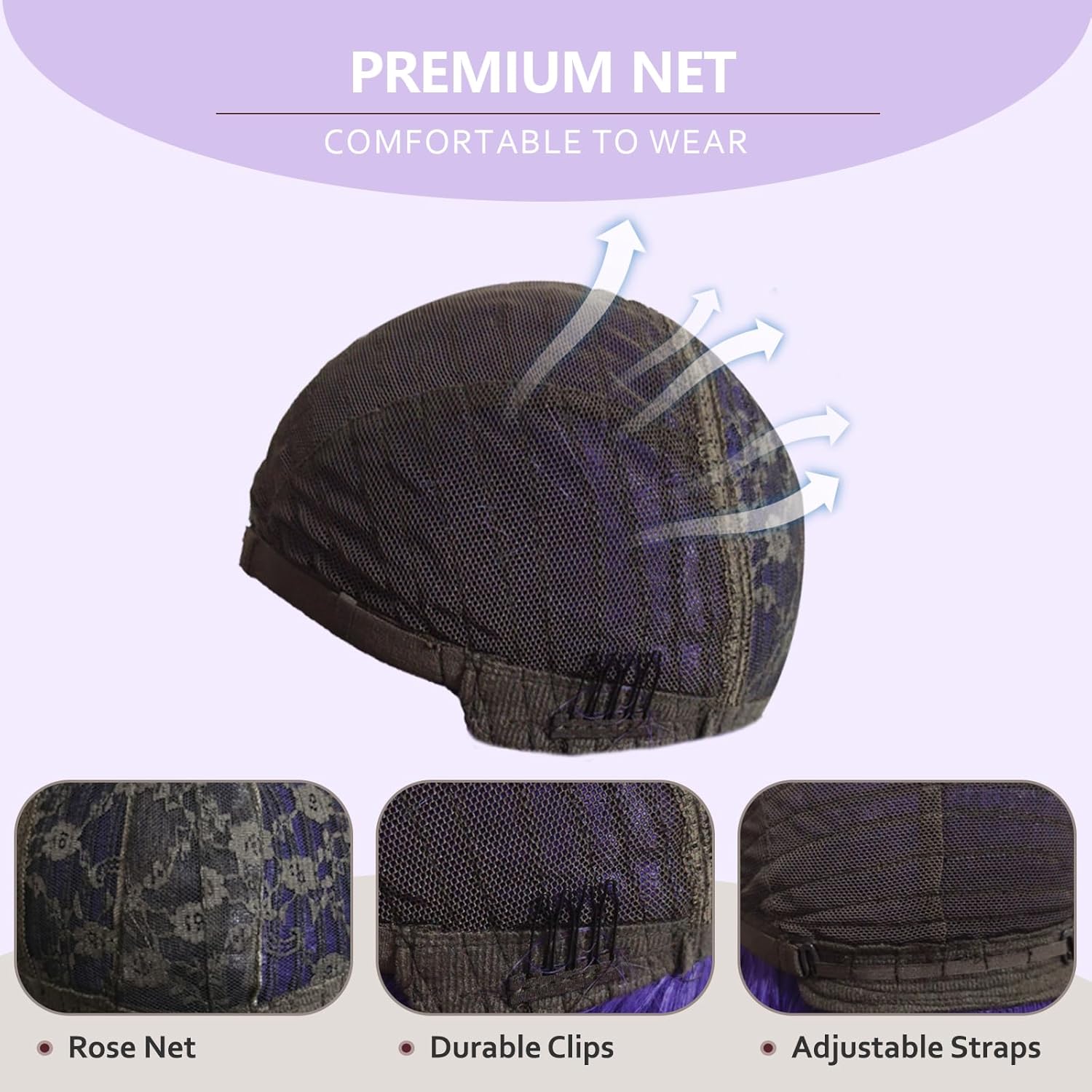 Dark Purple Wig with Bangs for Women,14 Inch Purple Wigs Short Wavy Wig Heat Resistant Synthetic Colorful Wig - Image 6