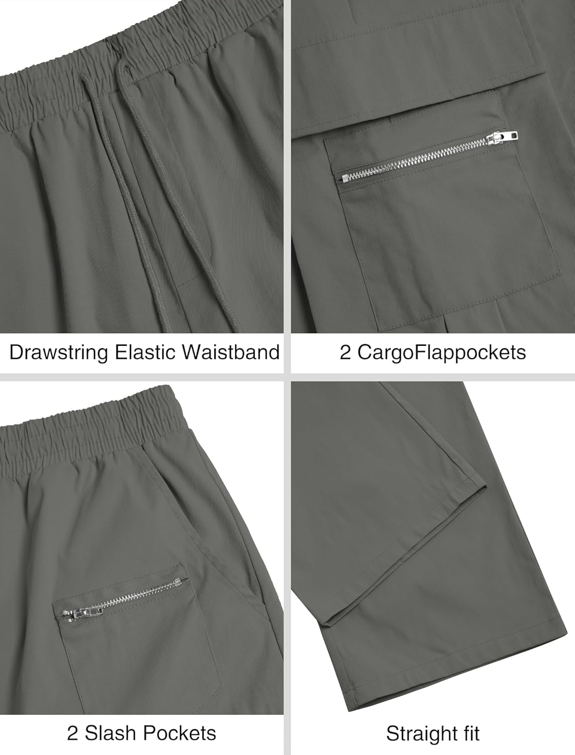 ZAFUL Men's Casual Cargo Pants Elastic Waist Drawstring Pants Cargo Sweatpants Multi Pockets Loose Fit Straight Leg Pants - Image 6