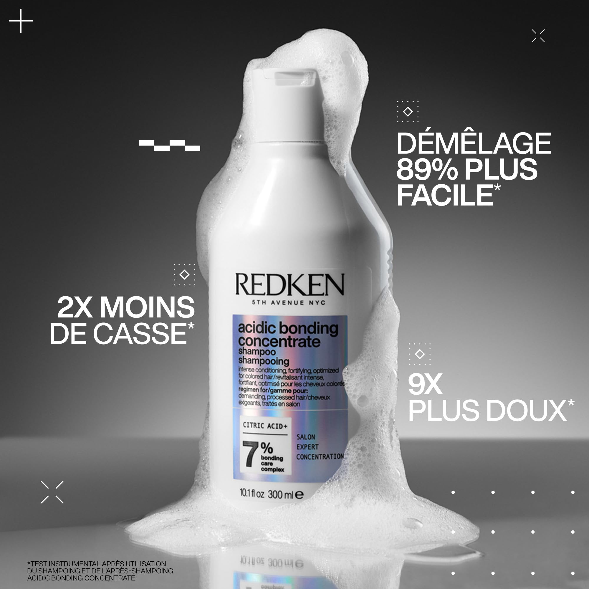 REDKEN - Routine Réparatrice - Shampoing + Après-Shampoing + Soin Sans Rinçage + Sérum - Renforce & Protège La Couleur - Sans Sulfates - Acide Citrique - Cheveux Abîmés - Acidic Bonding Concentrate