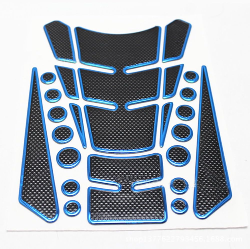 ViZe Stickers Motorcycle Tank Pad Decals Tank Protection Dot Fishbone Motif Blue