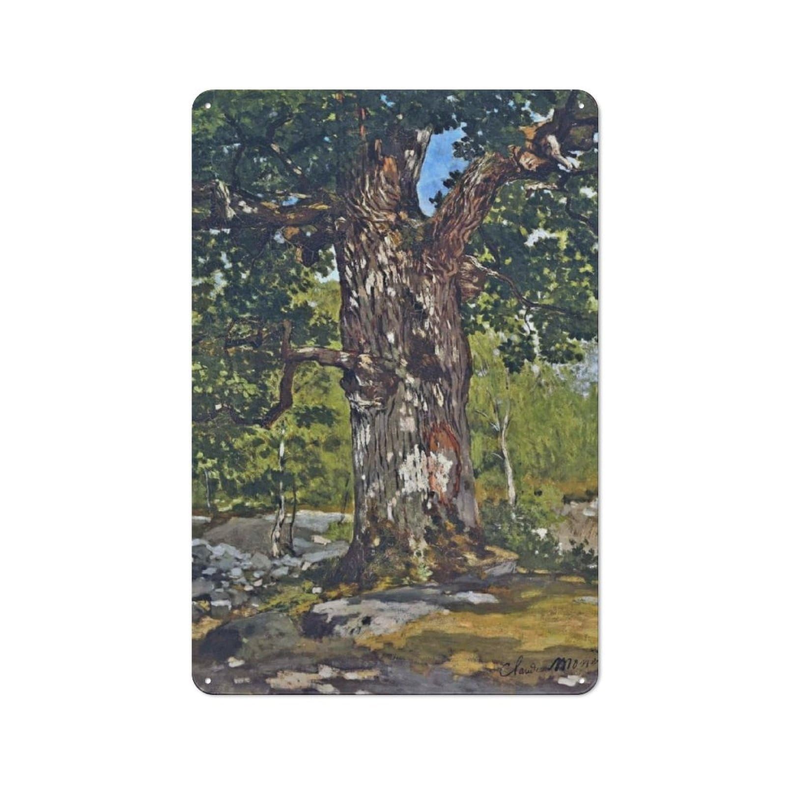 Junmoney The Bodmer Oak By Monet Rustic Tin Sign 30X20cm For Living Room Or Hallway, A Metal Wall Feature For Living Rooms And Hallways