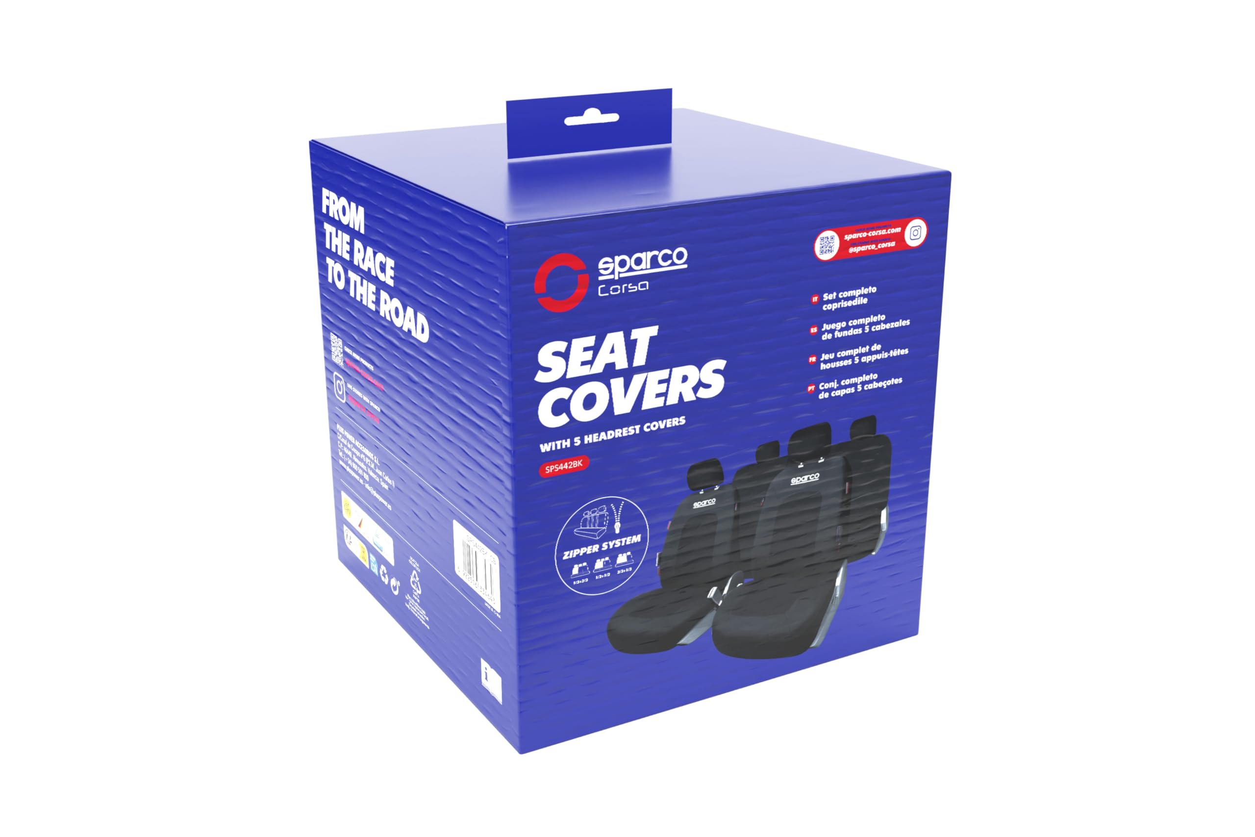 Sparco Juego Completo de Fundas de Asiento Sport, Universales, Color Negro