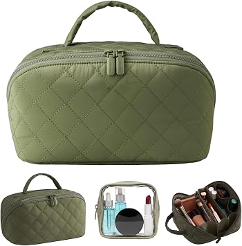 Makeup Bags, Travel Makeup Bag and Cosmetic Bag Set, Water-Resistant Toiletry Organizer with Multiple Compartments, Lay-Flat Design for Easy Access, Two Piece Makeup Bag Collection
