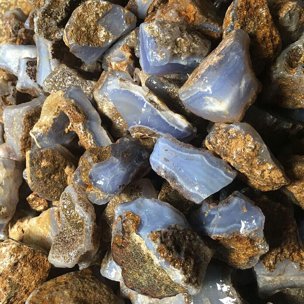 TEAMWILL Raw Blue Lace Agate Stone - Rough Blue Lace Agate Healing Crystal Stone 100g