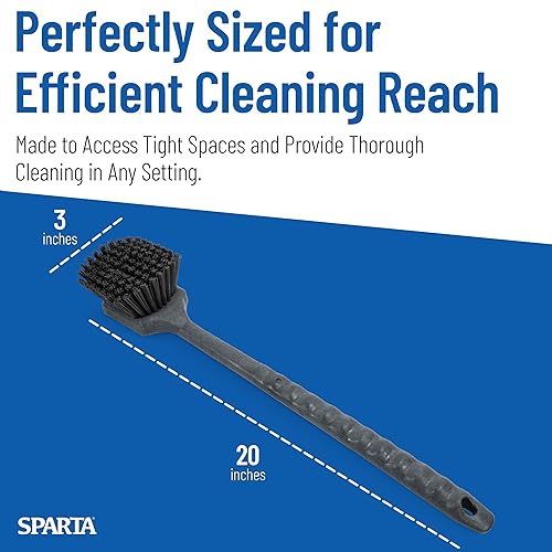 Vista 125 de SPARTA 40501EC14 Cepillo de plástico grande para fregar, cepillo de cocina, cepillo utilitario con mango largo para limpieza, 20 pulgadas, azul