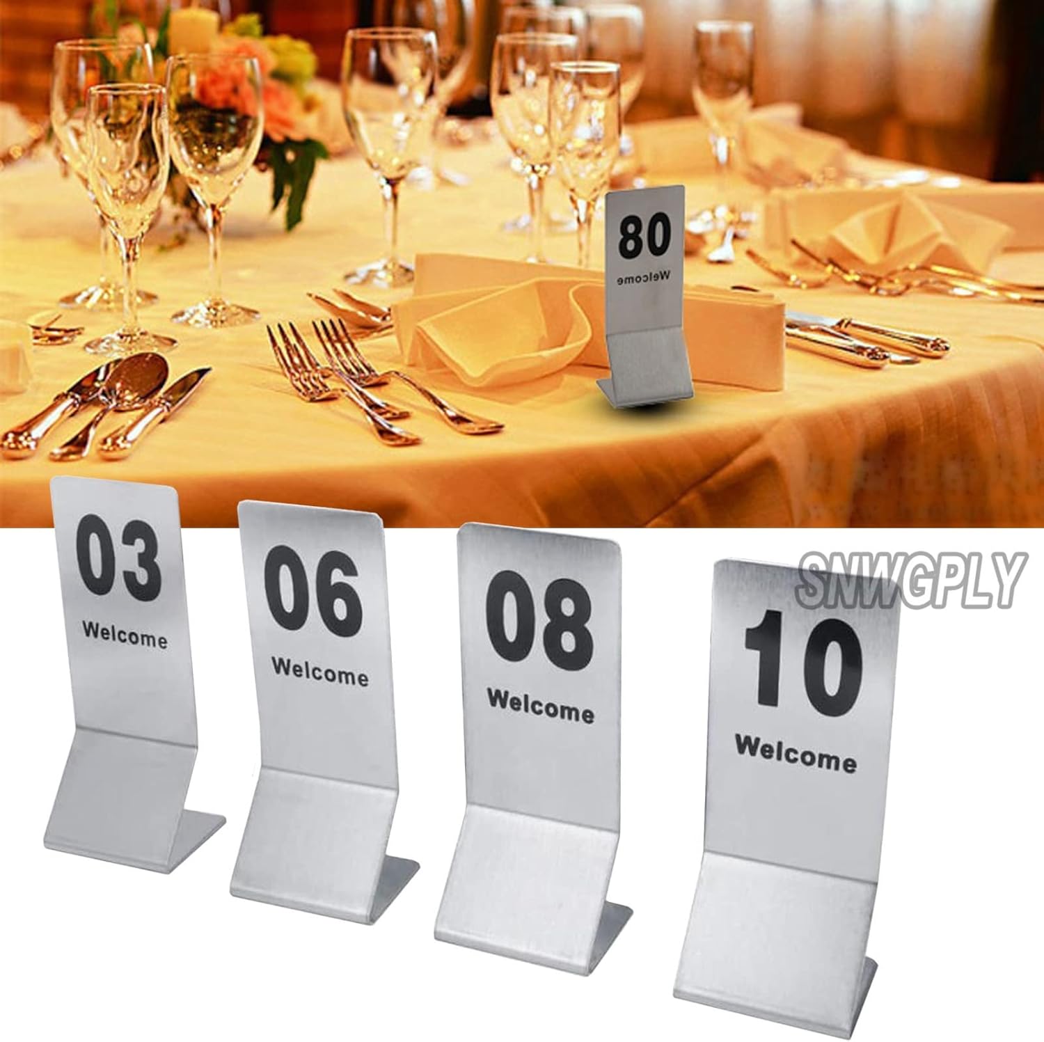 Stainless Steel Table Signs Double-Sided, Digital Restaurant Card 1-50, Stackable Table Number Cards, Smooth Surface, Convenient To Clean, For Restaurant Tabletop ( Color : 1-25 , Size : 155x60mm(6.1x