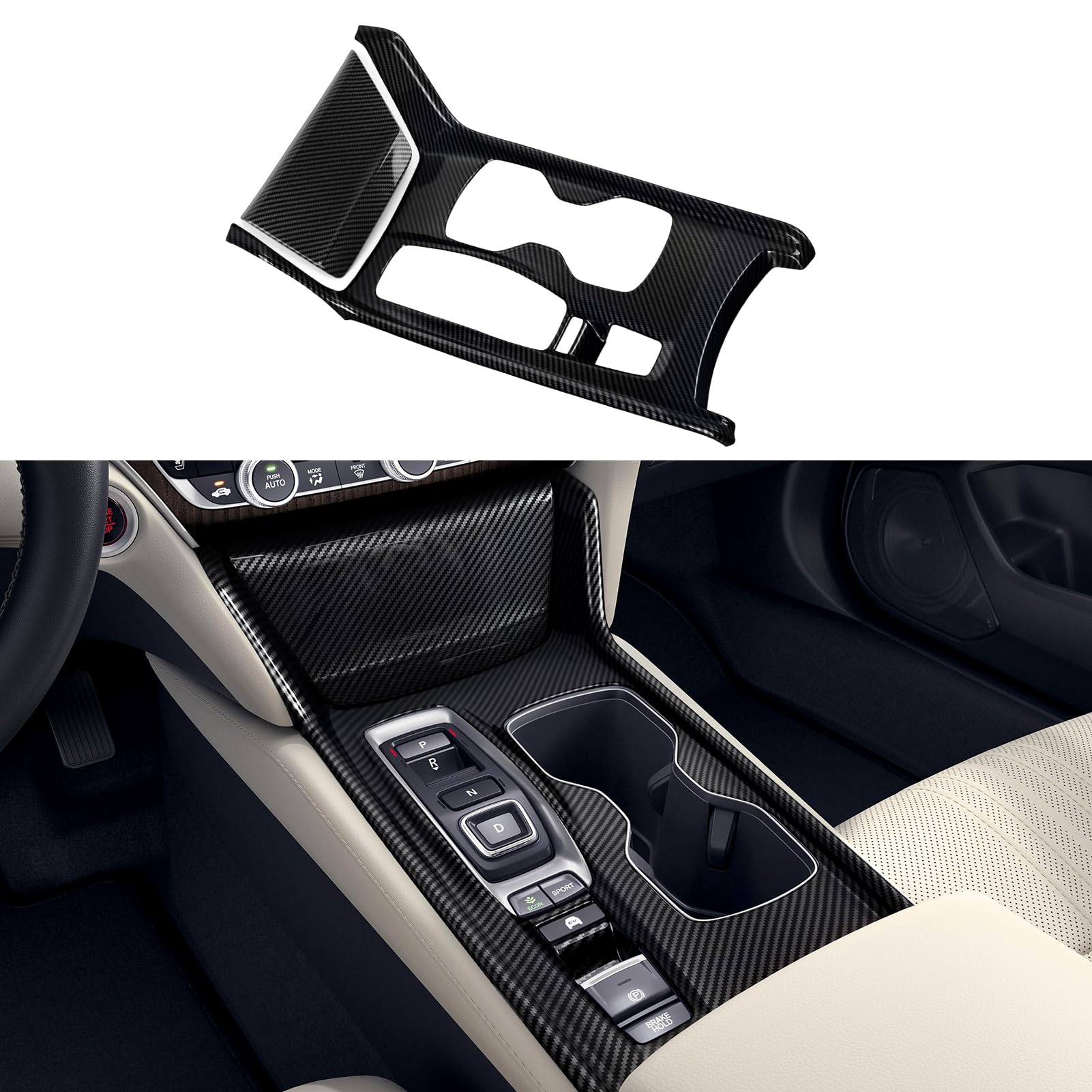 Car Hybrid Gear Shift Panel Decals for 2018-2022 Honda Accord 10th Gen Accessories ABS Carbon Fiber Stickers