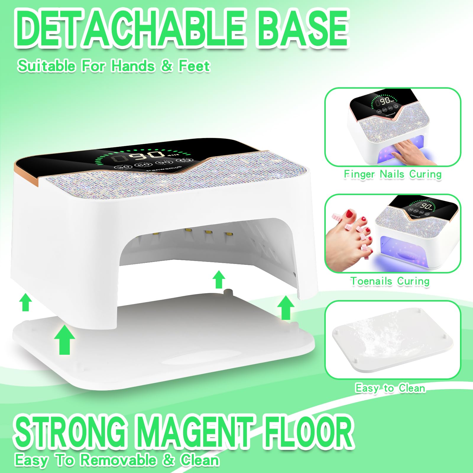 Lámpara de uñas LED UV recargable, secador de uñas inalámbrico para esmalte de gel, lámpara de uñas UV con ajuste de 3 temporizadores y pantalla táctil LCD, lámpara de secado profesional con 45