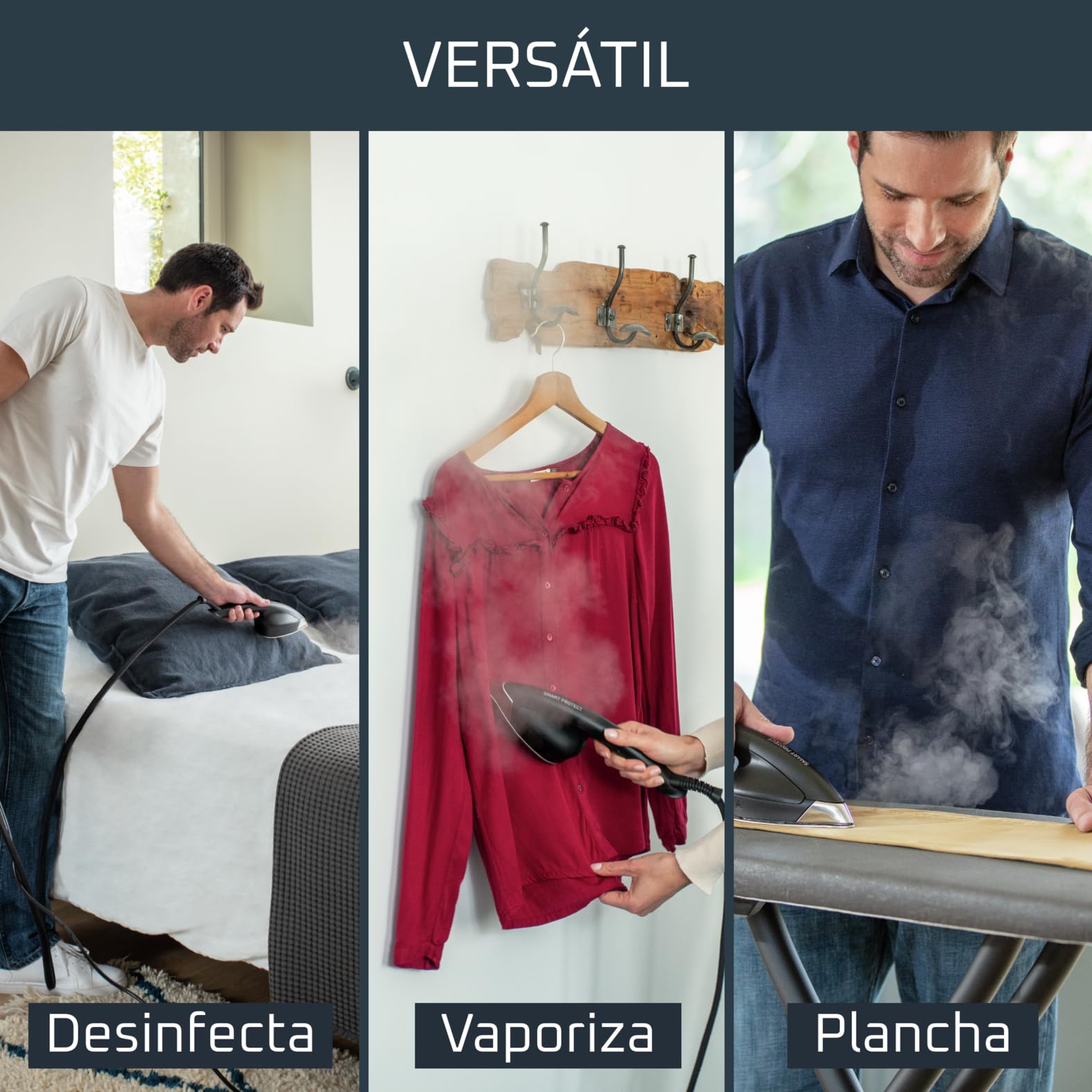 Rowenta Cube, Plancha de vapor vertical, Potencia de 2170 W | Elimina arrugas, olores y desinfecta, 5.8 Bares presión vapor, Depósito 1,1 L, Hasta 200 g/min, Sistema portátil, UR2020