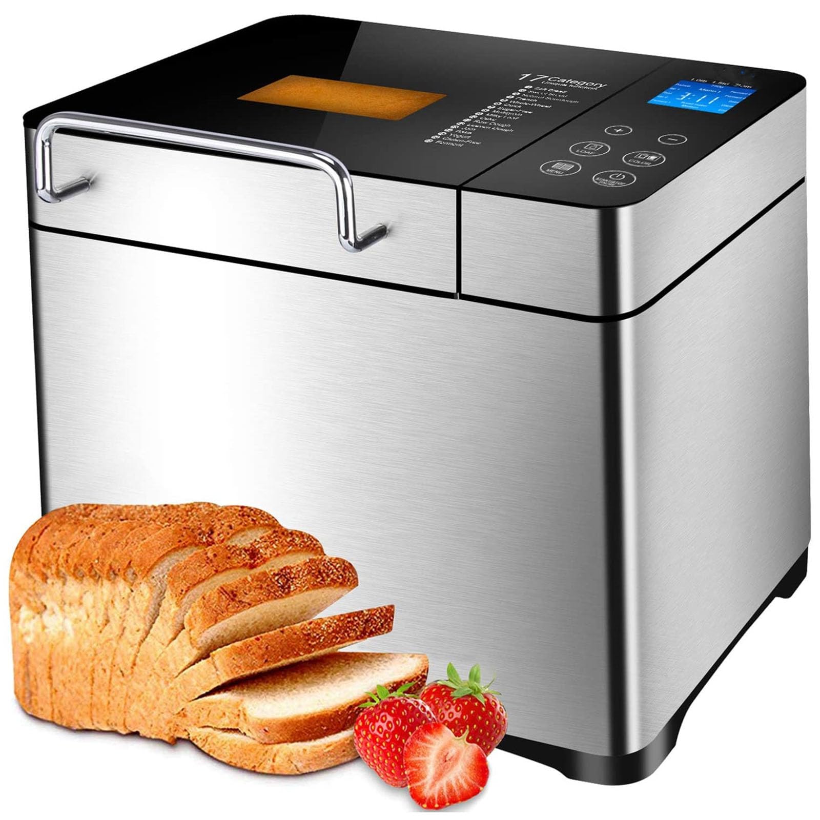 Máquina para Hacer Pan, máquina para Hacer Pan Completamente automática, dispensador automático de nueces 15 en 1, máquina para Hacer Pan con Temporizador de retardo, 1 Hora para Mantener Caliente