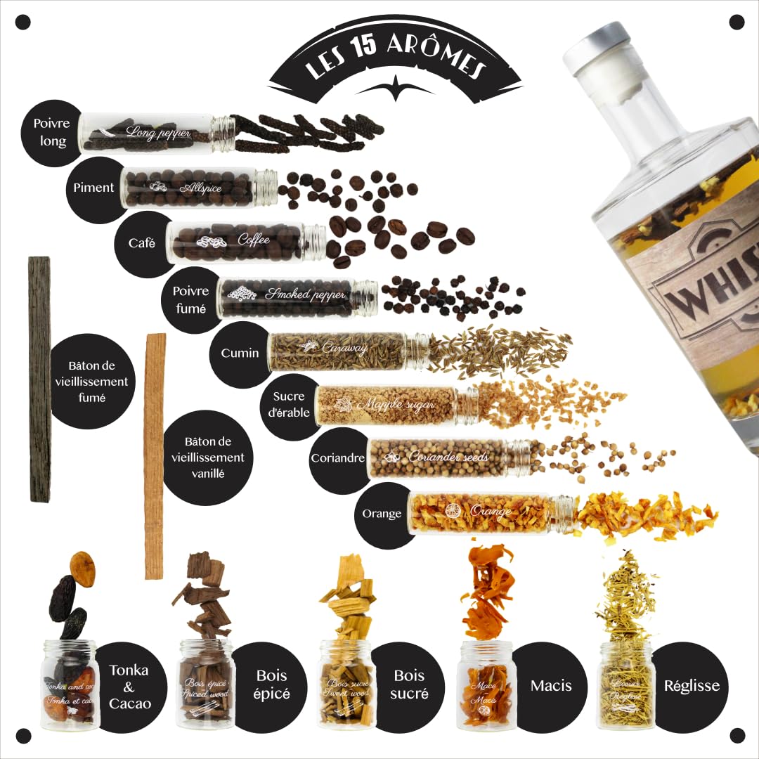 L&G® - Kit préparation et dégustation whisky arrangé - Idées cadeaux - Coffret cadeau whisky DIY original - Noël, anniversaire - Made in France - Ingrédients et accessoires de qualité
