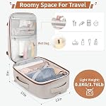 ZOMFELT Travel Backpack for Women Men, Carry on Luggage Backpack, TSA 15.6 inch Personal ltem Travel Bag Airplane, Weekender Bag Laptop Backpack Casual Daypack for School Business Trip, Khaki White
