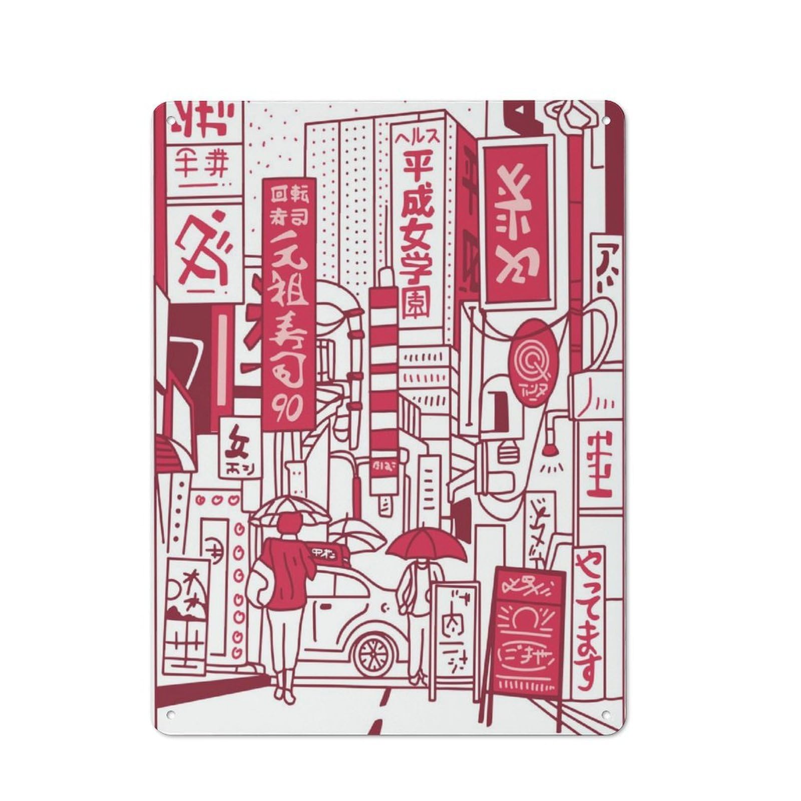 Junmoney Tokyo Vaporwave For Garden Room Or Summerhouse, Vintage Tin Sign 40X30cm, A Metal Wall Feature For Garden Rooms And Summerhouses