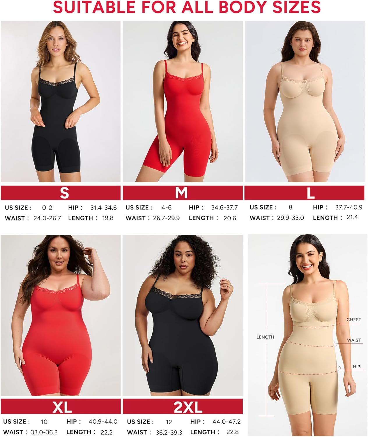 Nebility Shapewear Bodysuits for Women Tummy Control Body Shaper Seamless Waist Trainer Lace Body Suit - Image 7