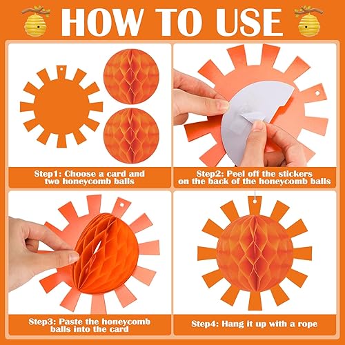 Miniatura 4 de Paquete de 12 decoraciones de fiesta de baby shower con texto en inglés «Here Comes the Son» para fiestas de baby shower, decoración de panal de