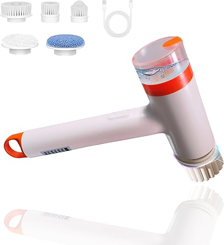 Limpiador eléctrico giratorio con caja de almacenamiento de líquidos, limpiador eléctrico de ducha, limpiador de azulejos extensible multiusos,