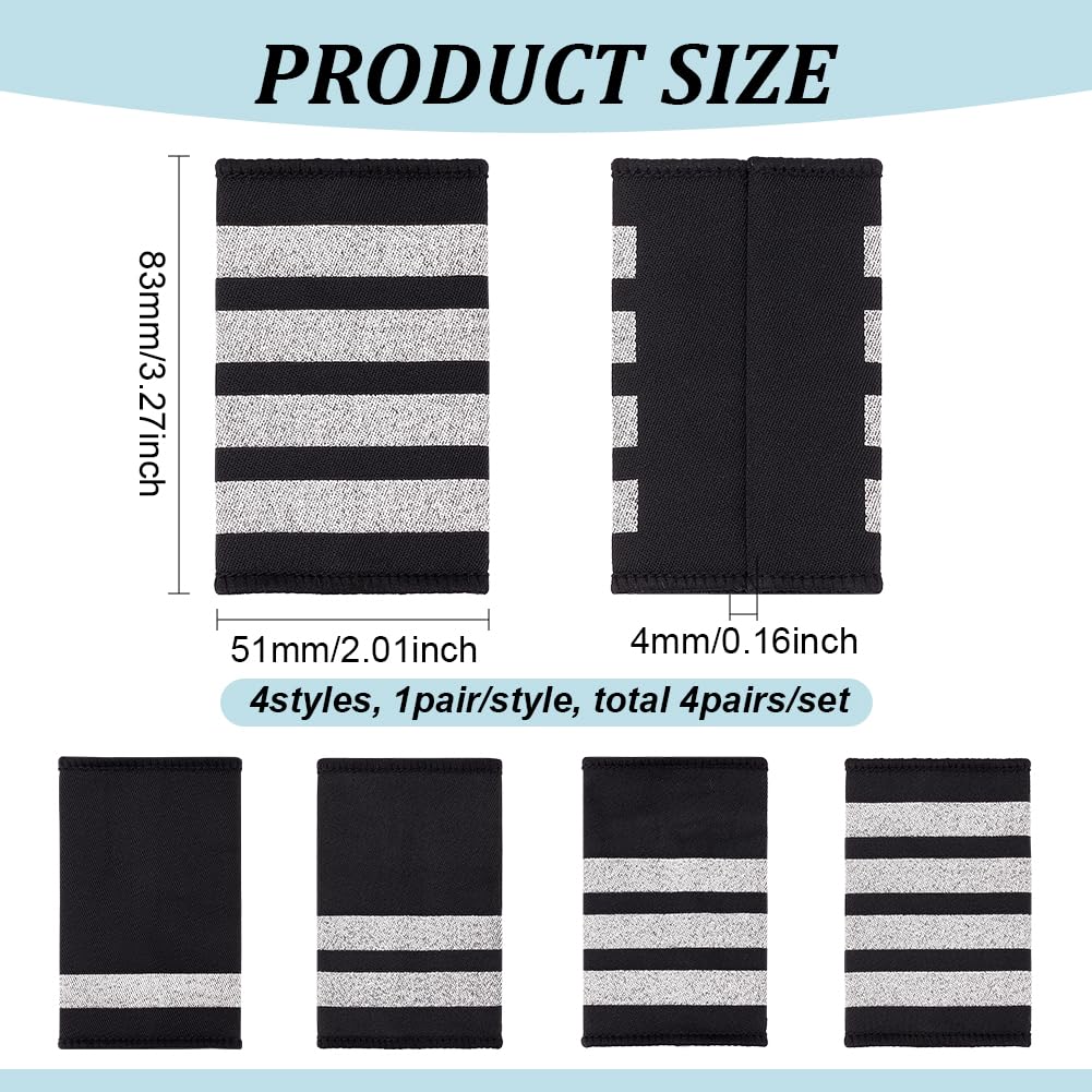 FINGERINSPIRE 4 paia di spalline da pilota in 4 stili, 8,3 x 5,1 x 0,4 cm, colore nero, barre professionali per uniformi aeree, spalline per cosplay, feste, spettacoli sul palco, tessuto
