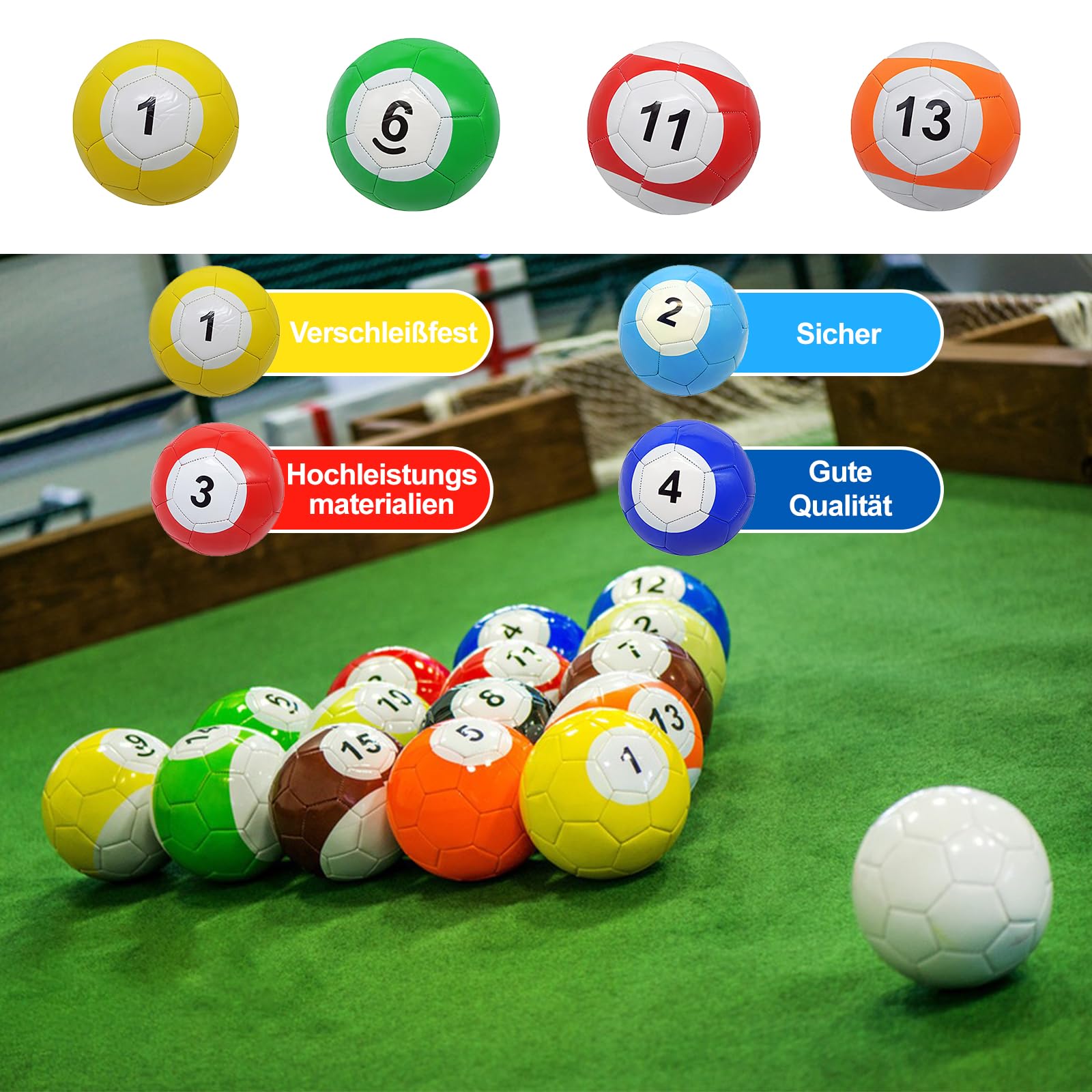 16 Teiliges Leder FußBall Pool Kick Billard Set, Sportspiel FüR Erwachsene, FüR HinterhofräUme, AußEn- Und Innenbereich
