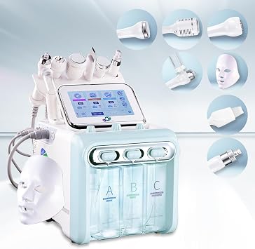 7 in 1 Hydrogen Beauty Machine, Pro Hydrogen Facial Beauty Machine with Led Facial Mask, Multifunctional Skin Care Hydrogen Oxygen Machine for Spa/Salon (Green)