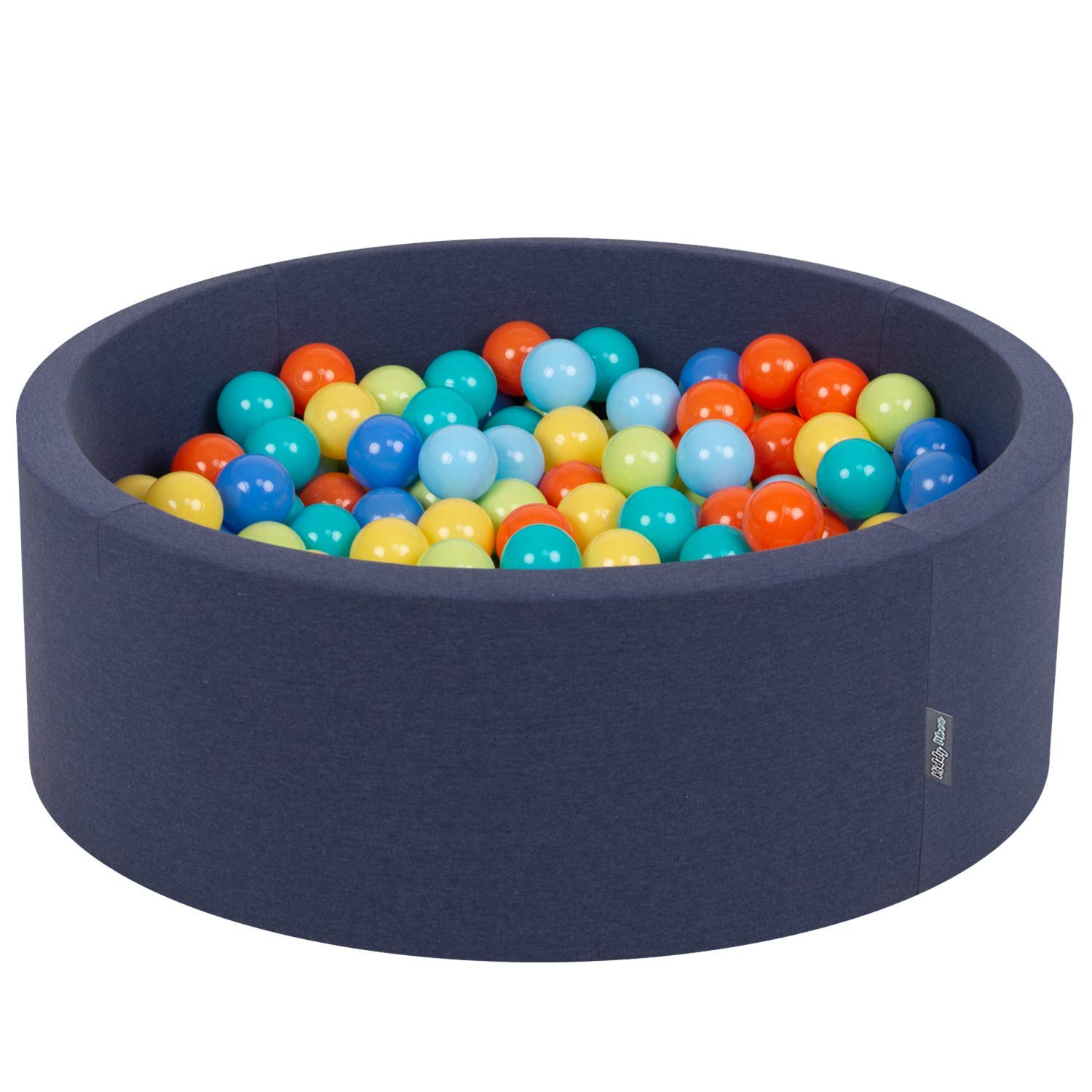 KiddyMoon Piscina di Palline 90X30cm/SENZA Palline per Bambini Tondo, Blu Scuro