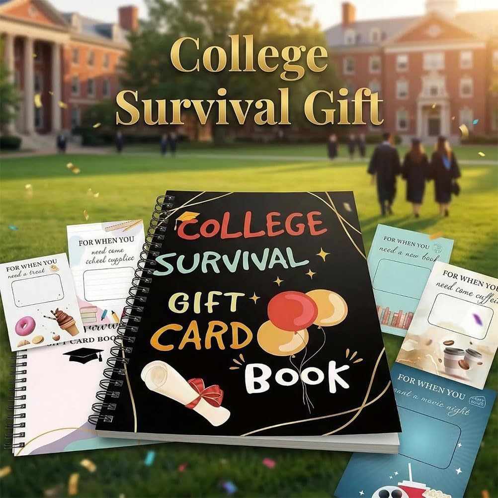 2026 College Survival Kit Gift Card Book - Graduation Survival Gift Card Booklet for College Student, High School Graduation Gift Card Holder Book with Surprises on Every Page (2SET)
