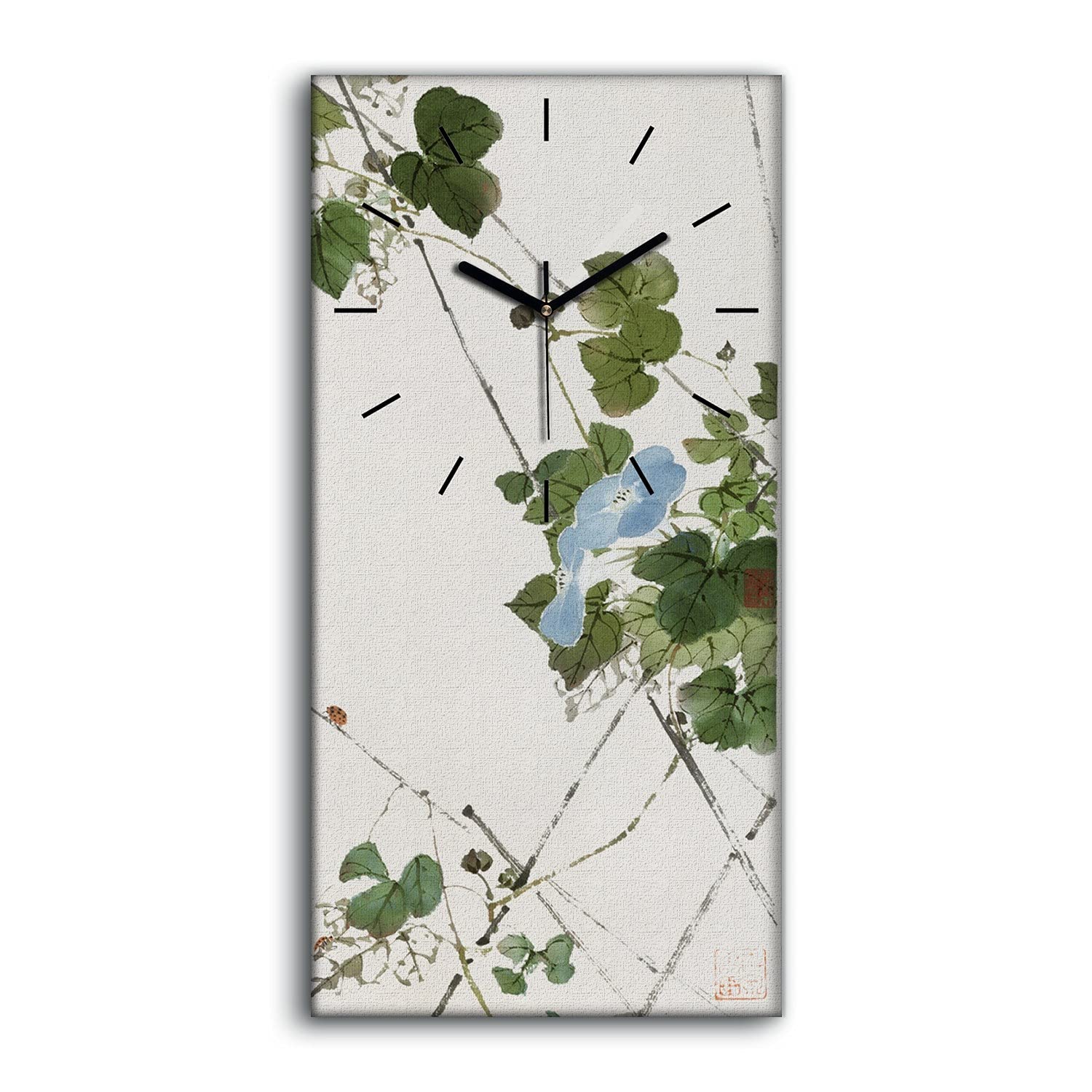 Horloge sur Toile Salon Chambre 30x60cm Décoration Art Mural Moderne Fleurs