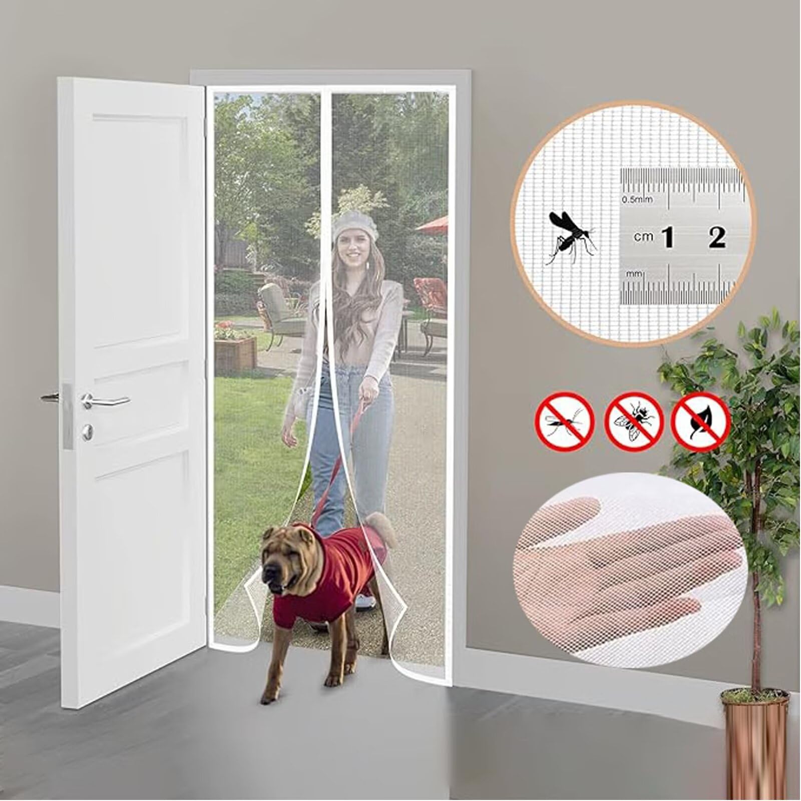 Magnet Fliegengitter Fenster – 195x220 Cm, Selbstschließend, Insektenschutz Ohne Bohren