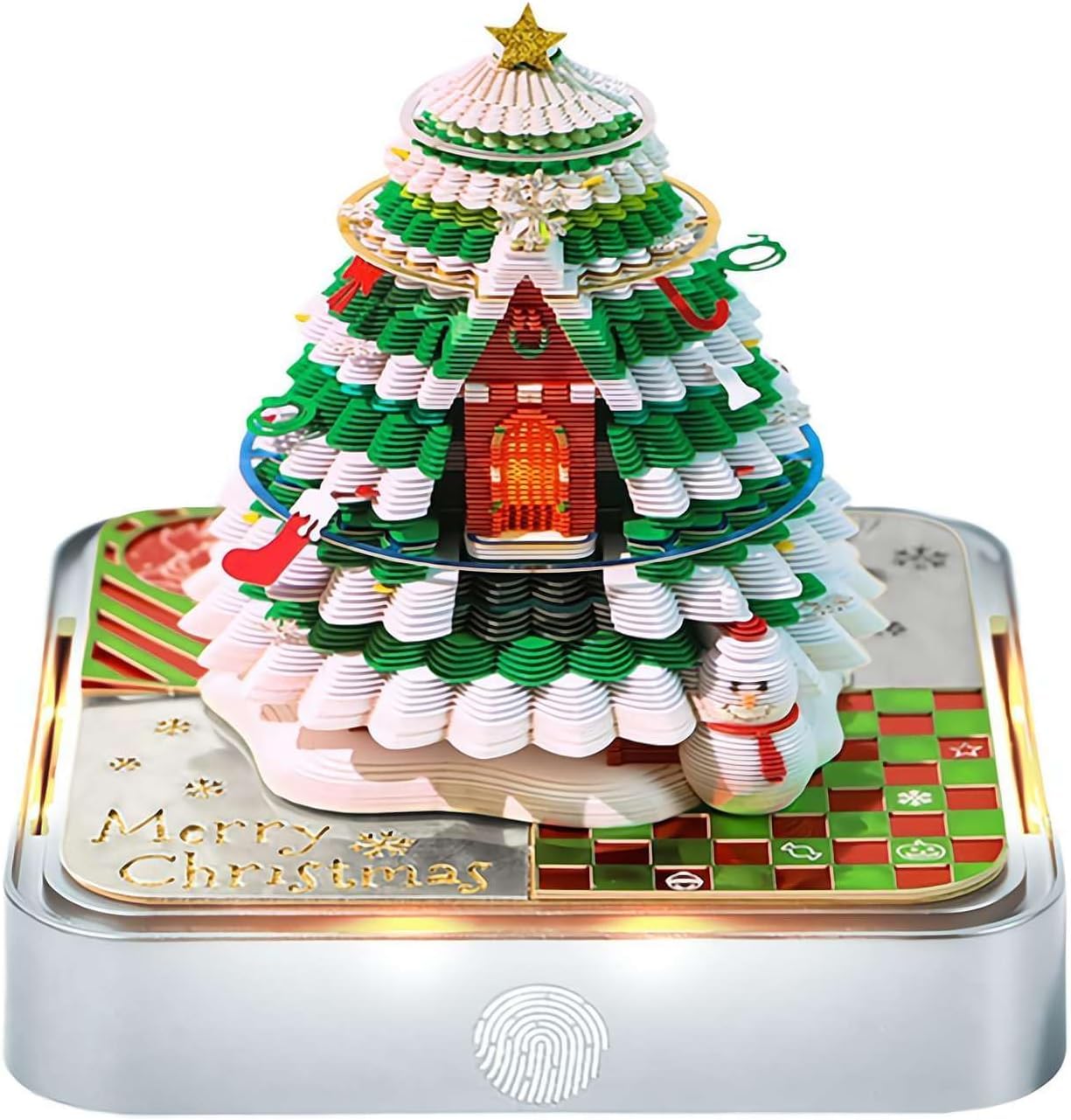 Time Piece Calendar 2025, 3D Calendar 2025 With Lights, Memo pad Art Pads Calendar 3D Art Calendar Paper Carving Gift House Sculpture Gift for School