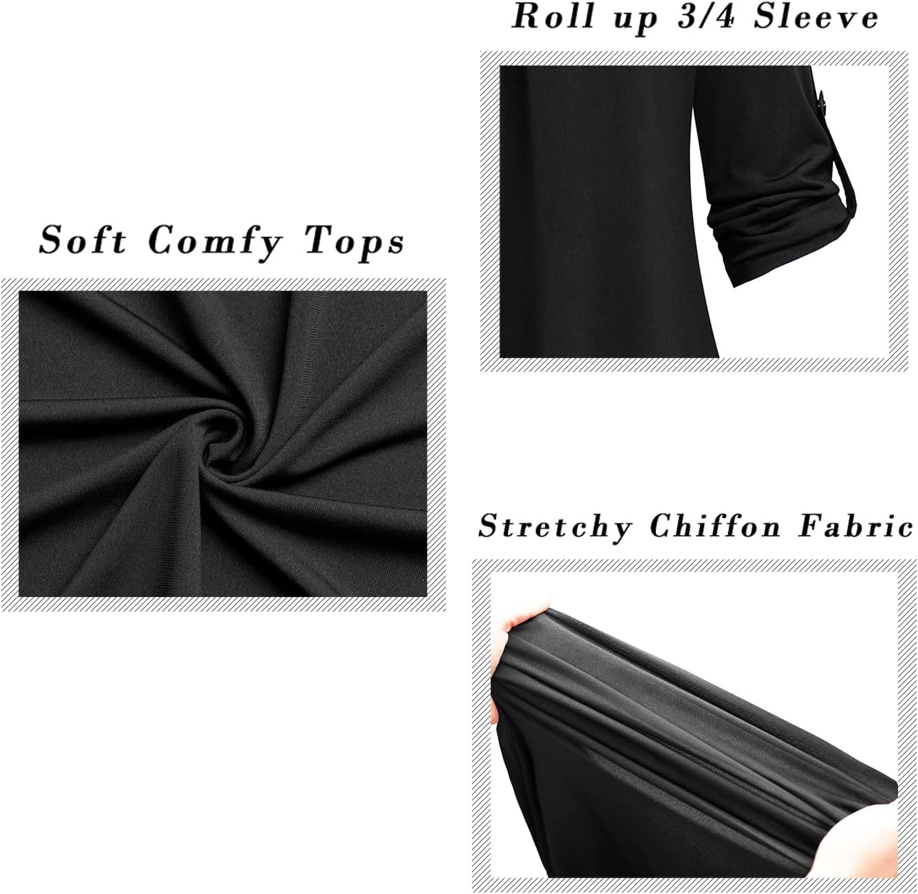 Ninedaily Womens Tops Dressy Casual 3/4 Sleeve V Neck Chiffon Shirt Work Blouses - Image 5