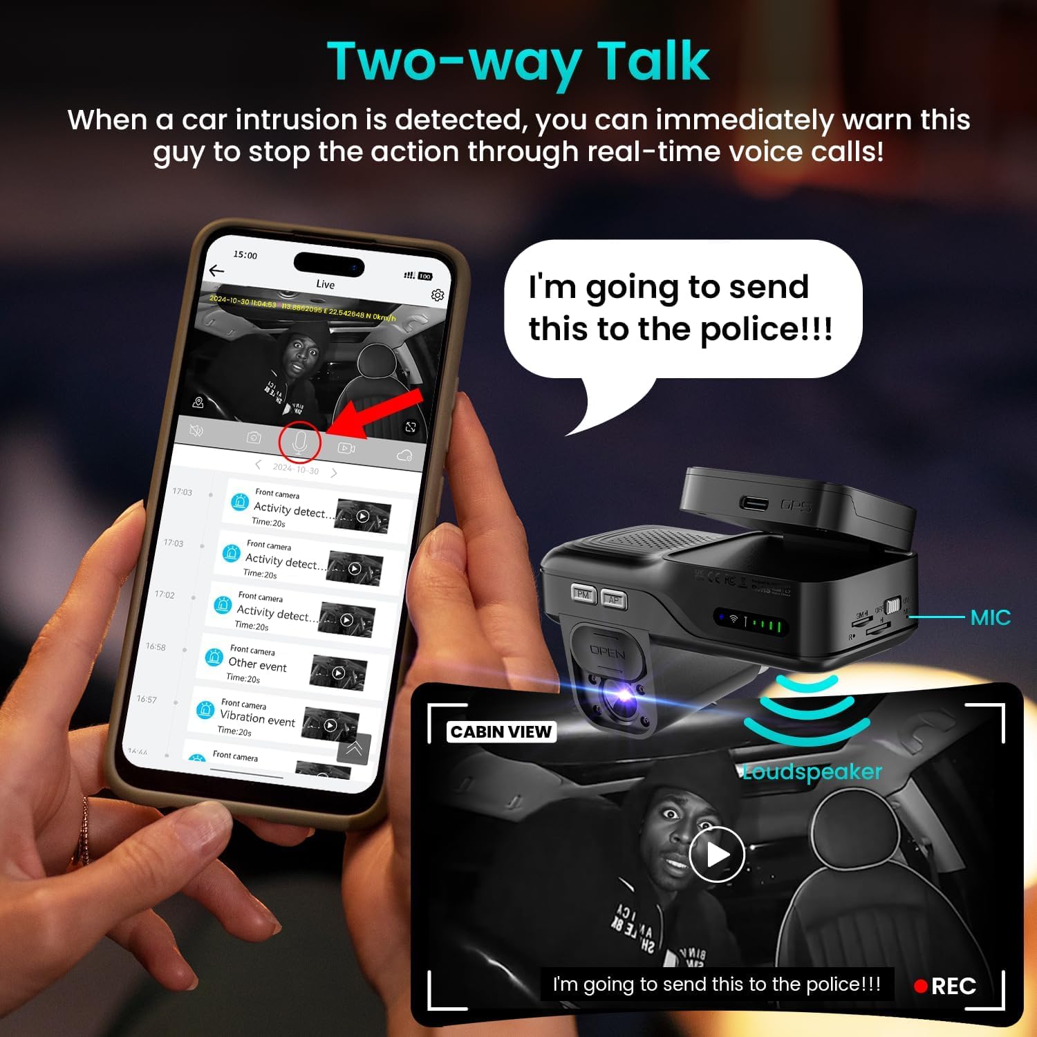 IIWEY Dash Cam LTE 4G Live FHD Autokamera Vorne und Innen, Echtzeit-Alarm & Live-Ansicht via App, Cloud-Speicher, 4 IR-LEDs Nachtsicht, Bildschirmlos, 24/7 Parkmodus Anti-Diebstahl, GPS, Inklusive OBD