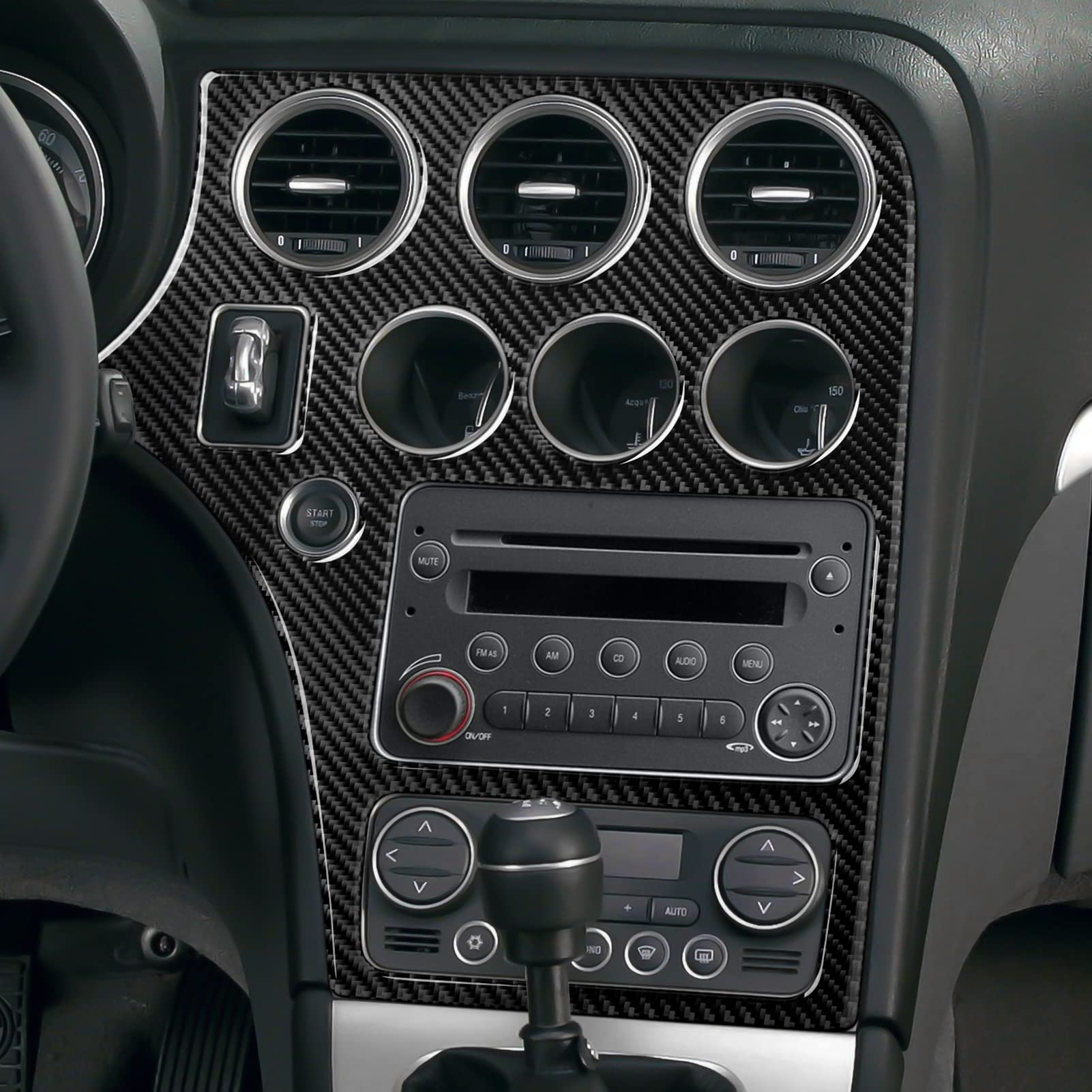 Autoadesivo CD Trim Fibra di Carbonio Trim Compatibile con Alfa Romeo 159 939 2004 2005 2006 2007 2008 2009 2010 2011 Accessori interni