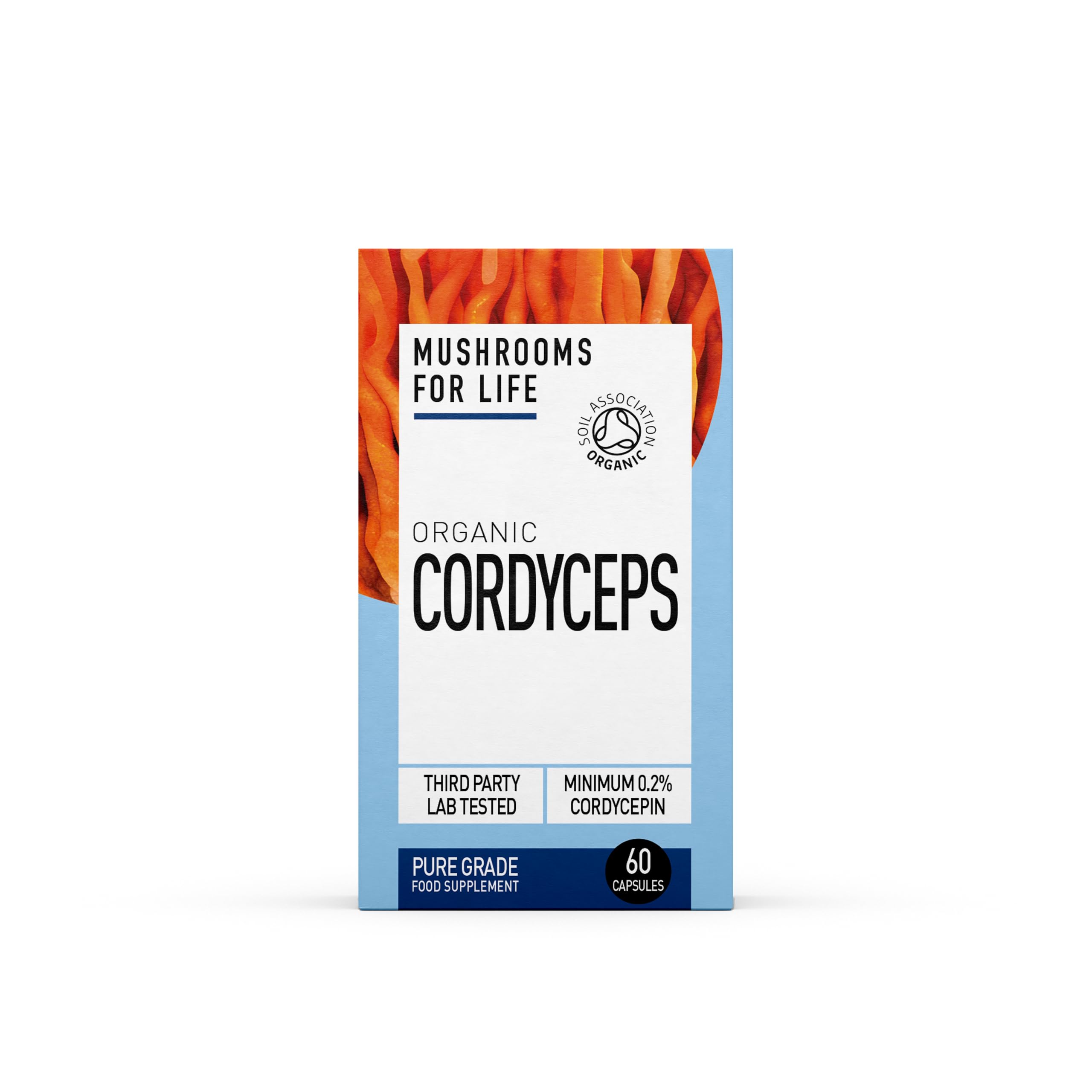 Organic Cordyceps Supplement - Mushroom Superfood Supplenmt - Cordyceps Mushroom Complex - Pure Grade Extracts, No Binders (60 caps)