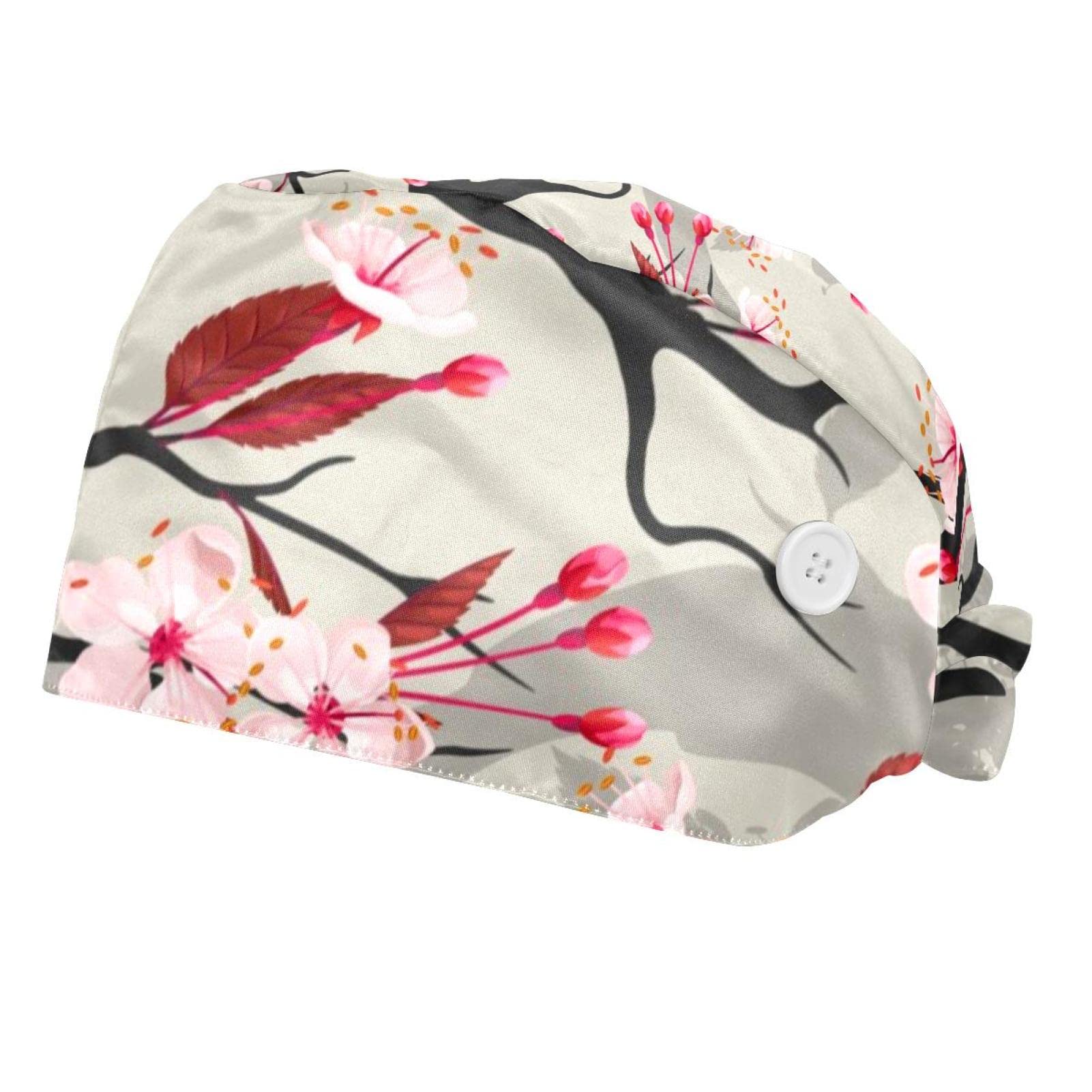 Chapeaux bouffants de travail réglables imprimé fleuri x2 - 7