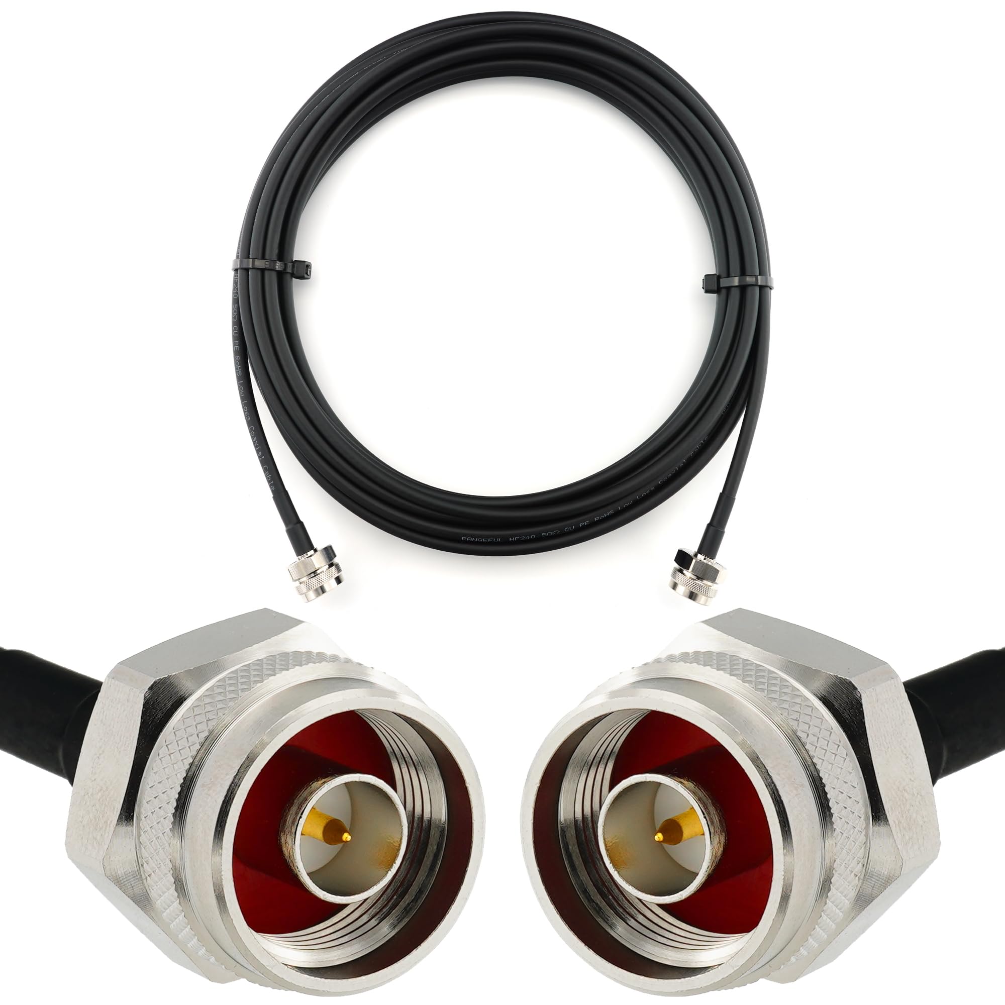 N mâle vers N mâle Hex 15m Cable Coaxial — câble d'extension HF240 (LMR 240 équivalent) rallonge etanche — pour Routeur WIFI Radio Antenne LTE Amplificateur GSM 4G 5G 6G LTE Hotspot