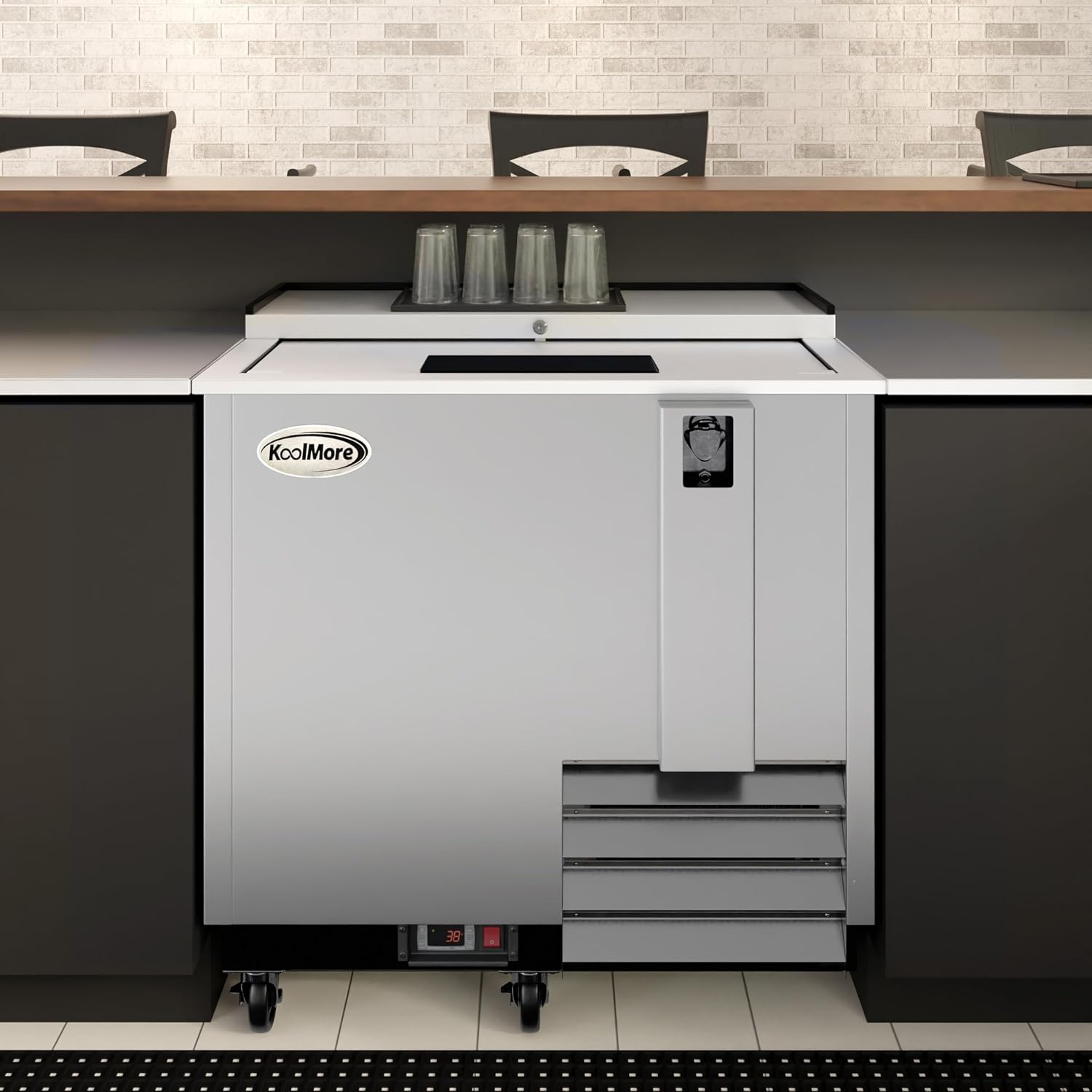 KoolMore 36 in. Commercial Bottle Cooler in Stainless-Steel with Built-In Opener, ETL Listed, 9 cu. ft. (KM-BOC36-SS)