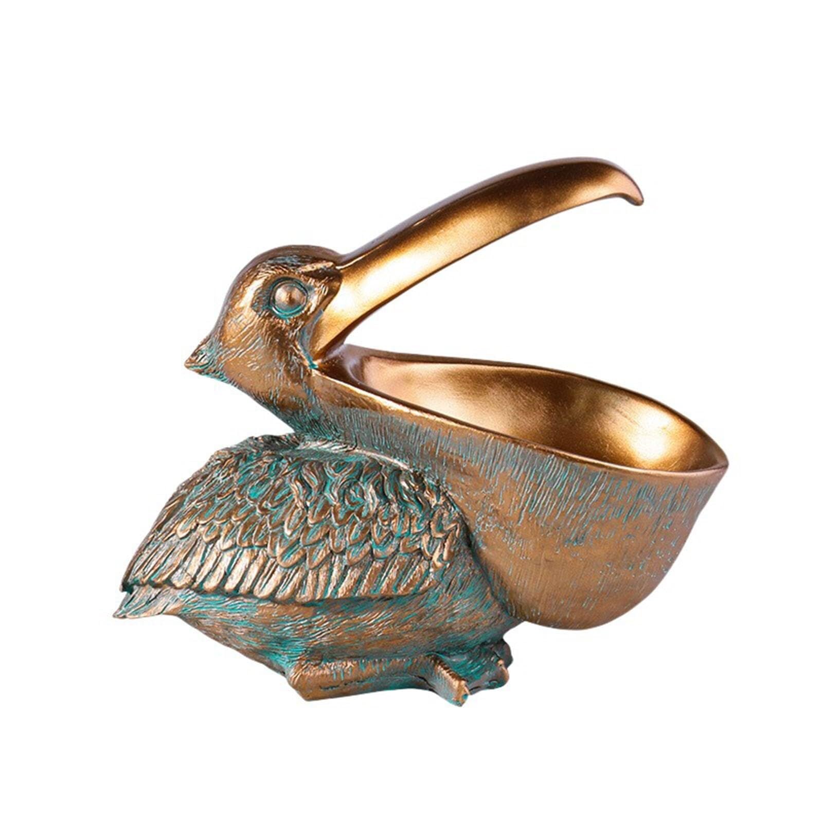 Yofab Office Cubicle Decor Birds Figurines Decor Key Bowl for Entryway Table Bird Home Ornament Coffee Table Centerpiece(Bronze)