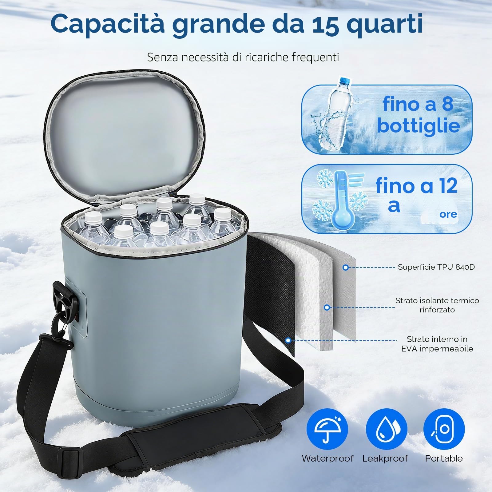 Macchina per la terapia del freddo con timer programmabile, manicotto di raffreddamento al ginocchio, macchina per il ghiaccio portatile da 14 l, per le ginocchia dopo le operazioni, supporto di